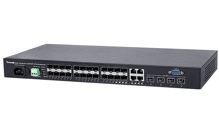 VIVOTEK AW-GTS-287A - SWITCH GIGABIT ADMINISTRABLE DE FIBRA / CAPA 2 / 20 PUERTOS SFP GE / 4 COMBO SFP / GE / 4 10G SFP / DHCP SERVER / VOLTAJE DUAL AC / DC-Switches-VIVOTEK-Bsai Seguridad & Controles