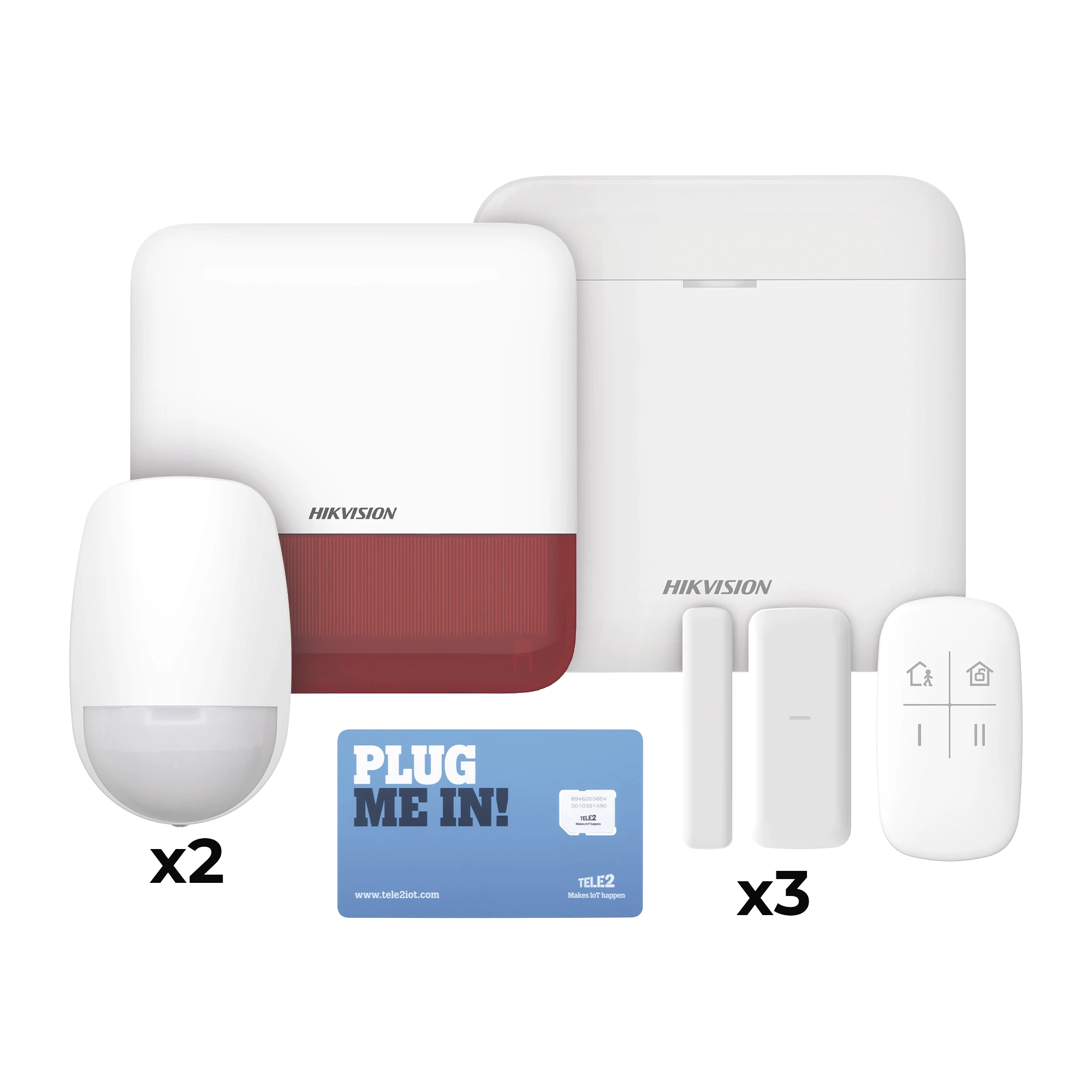 (AX PRO) KIT DE ALARMA AX PRO CON GSM (3G/4G), WI-FI Y ETHERNET / INCLUYE: 1 HUB CON BATERÍA DE RESPALDO / 2 SENSORES PIR / 3 CONTACTOS MAGNÉTICOS SLIM / 1 CONTROL REMOTO / 1 SIRENA ROJA INALAMBRICA EXTERIOR-Paneles de Alarma-HIKVISION-Bsai Seguridad & Controles