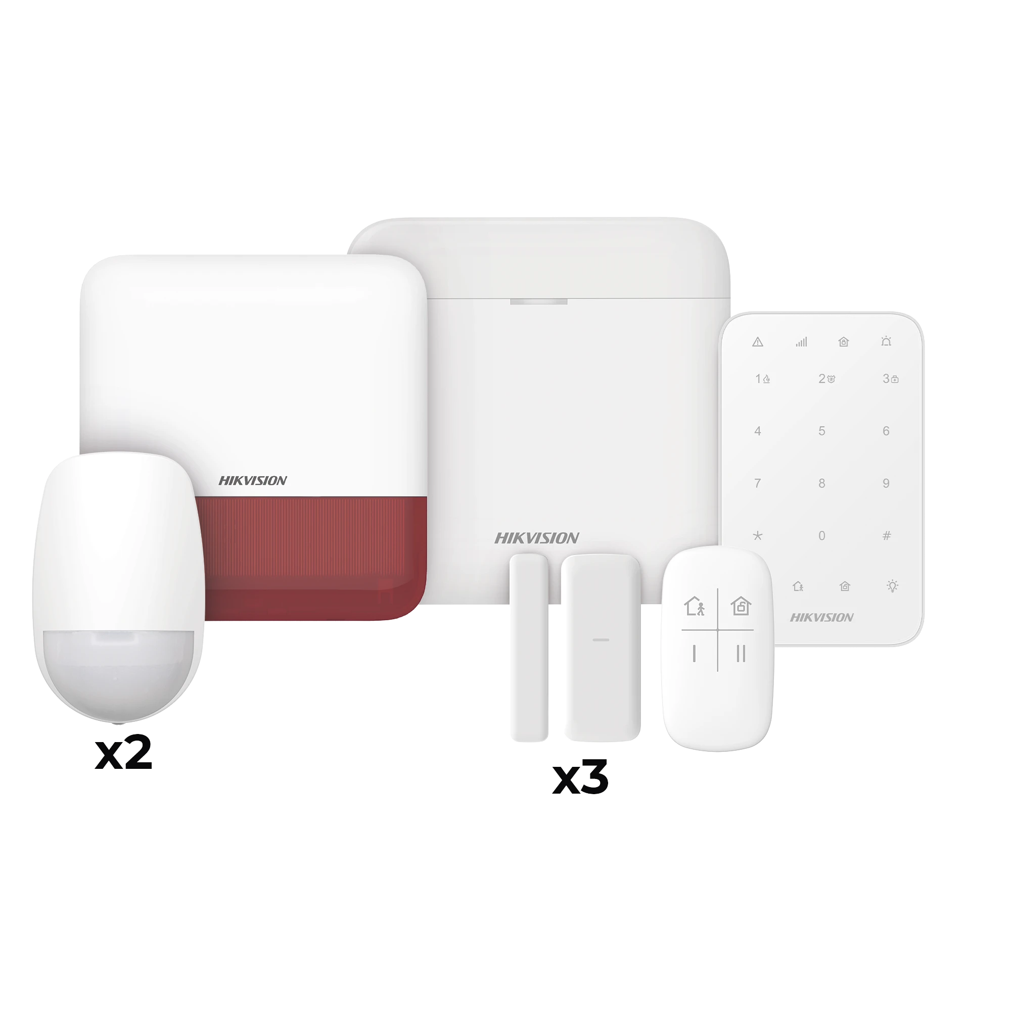 (AX PRO) KIT DE ALARMA AXP RO / INCLUYE: 1 HUB / 2 SENSORES PIR / 3 CONTACTOS MAGNÉTICOS MINI / 1 CONTROL REMOTO / 1 SIRENA ESTROBO EN COLOR ROJO INALAMBRICA EXTERIOR /1 TECLADO INALÁMBRICO / WIFI / COMPATIBLE CON HIK-CONNECT P2P-Paneles de Alarma-HIKVISION-Bsai Seguridad & Controles