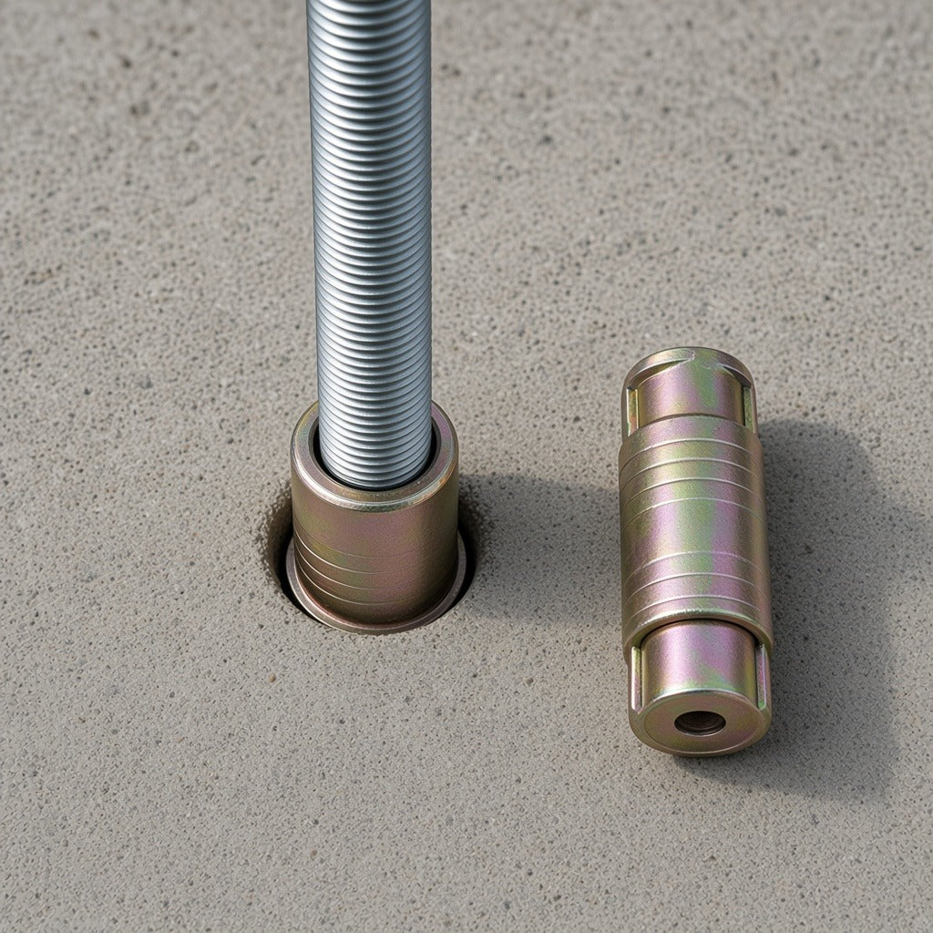 TAQUETE EXPANSOR TIPO Z / 1/4" / ZAMAK 3 / EXPANSIÓN CON PAR CONTROLADO / HORMIGÓN Y LADRILLOS / CÁPSULA SIN TORNILLO [AZA-MAC-L014] instalado