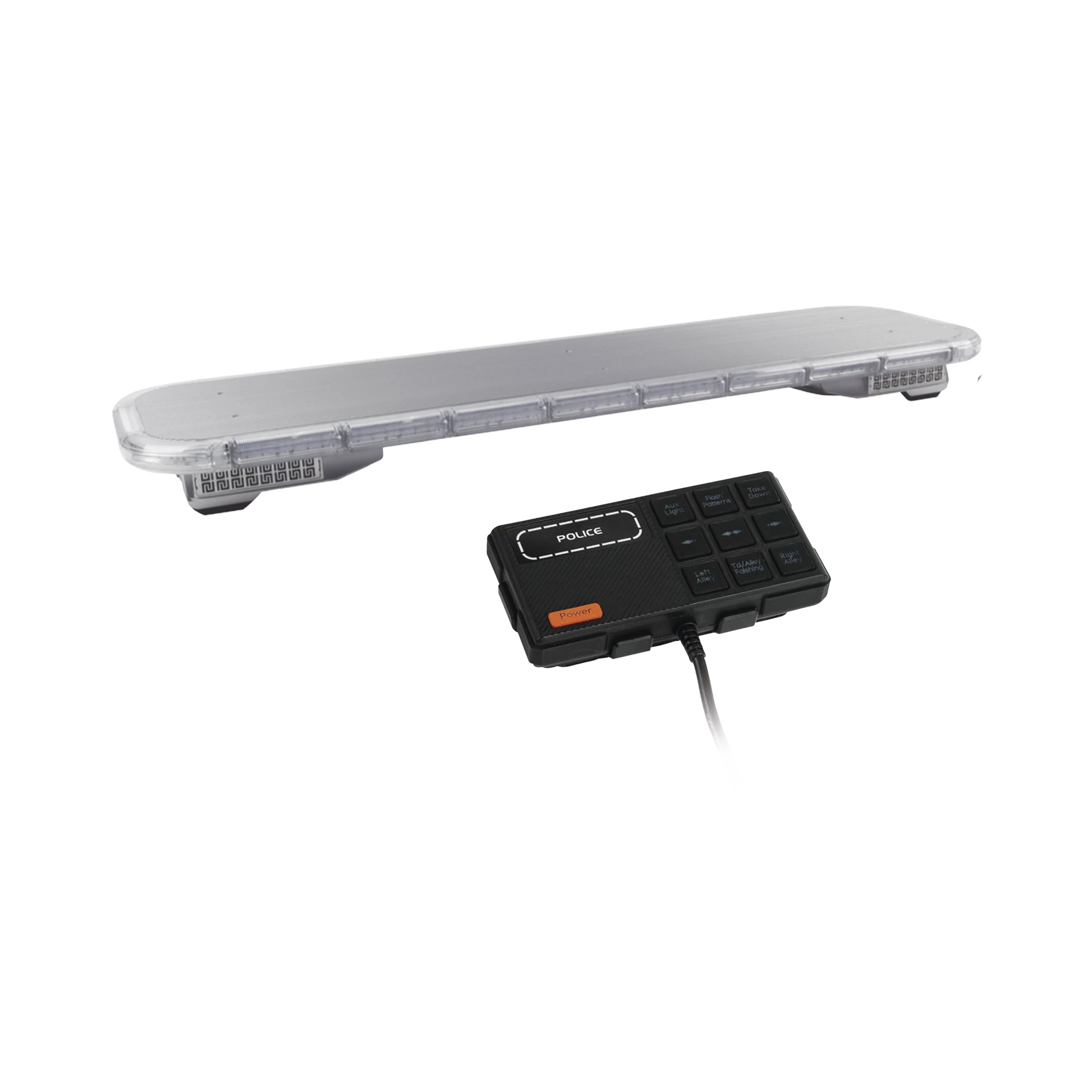BARRA DE LUCES LED DE 47 ROJO/AZUL , DE 132 LEDS, SIRENA, BOCINA Y CONTROLADOR INCLUIDO, IDEAL PARA EQUIPAR UNIDADES DE SEGURIDAD PUBLICA-Torretas-EPCOM INDUSTRIAL SIGNALING-Bsai Seguridad & Controles