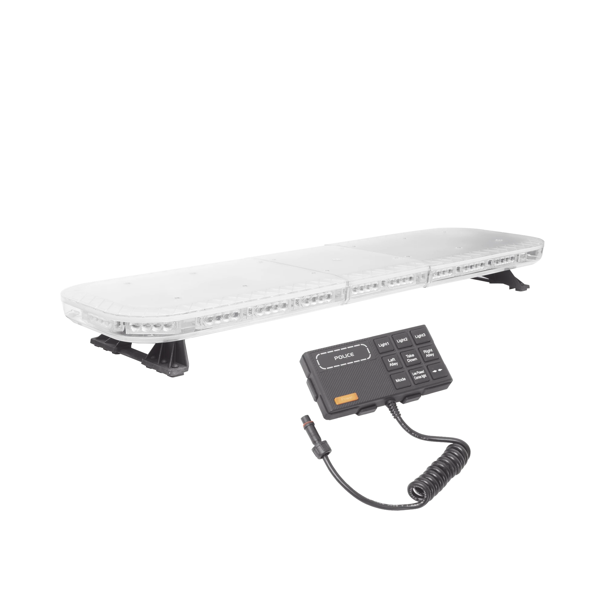 BARRA DE LUCES DE 47 ROJO/AZUL, 88 LED, CON CONTROL DE TRÁFICO EN COLOR ÁMBAR, IDEAL PARA EQUIPAR UNIDADES DE SEGURIDAD PUBLICA-Torretas-EPCOM INDUSTRIAL SIGNALING-Bsai Seguridad & Controles