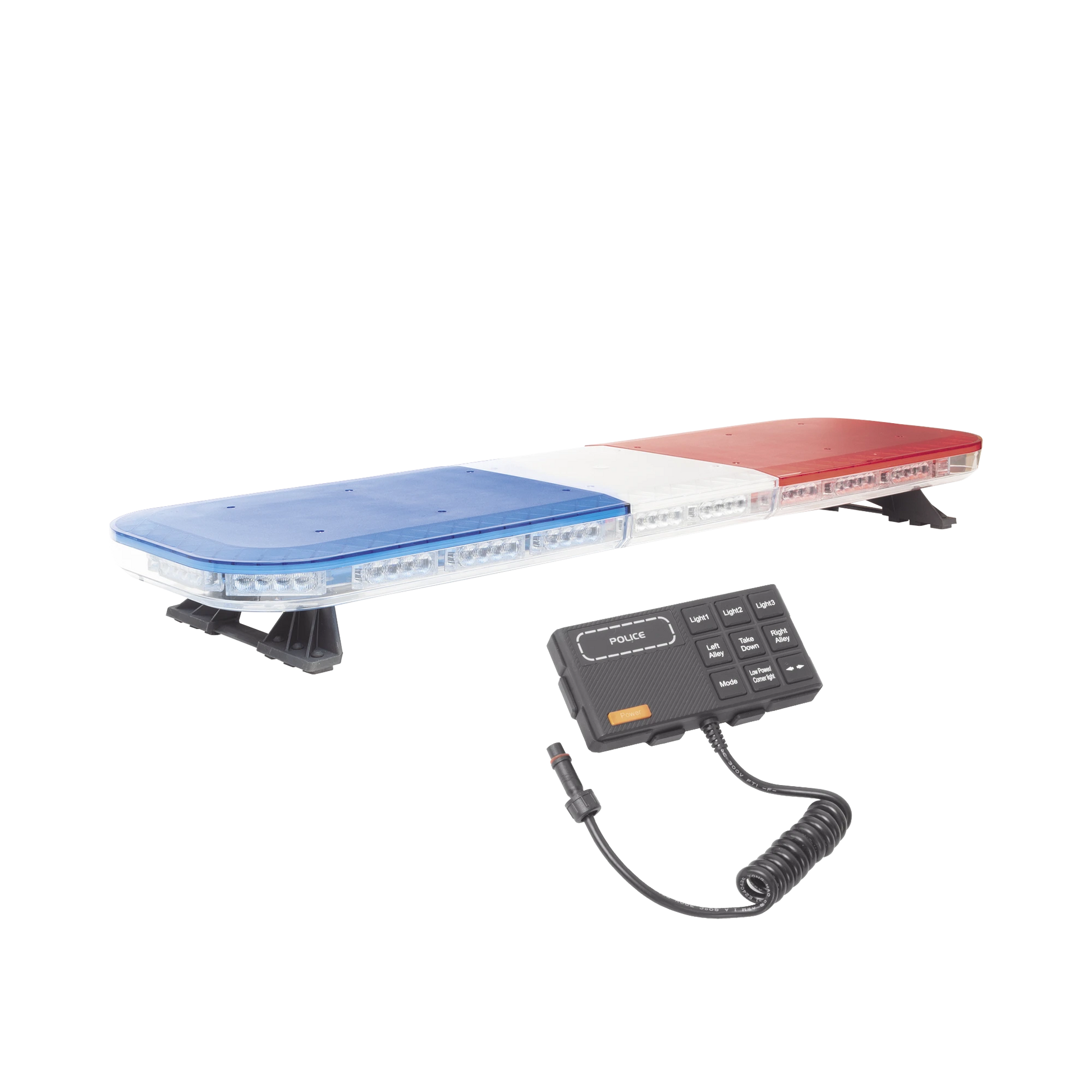 BARRA DE LUCES DE 47 ROJO/AZUL, 88 LED, CON CONTROL DE TRÁFICO EN COLOR ROJO/AZUL, IDEAL PARA EQUIPAR UNIDADES DE SEGURIDAD PÚBLICA-Torretas-EPCOM INDUSTRIAL SIGNALING-Bsai Seguridad & Controles