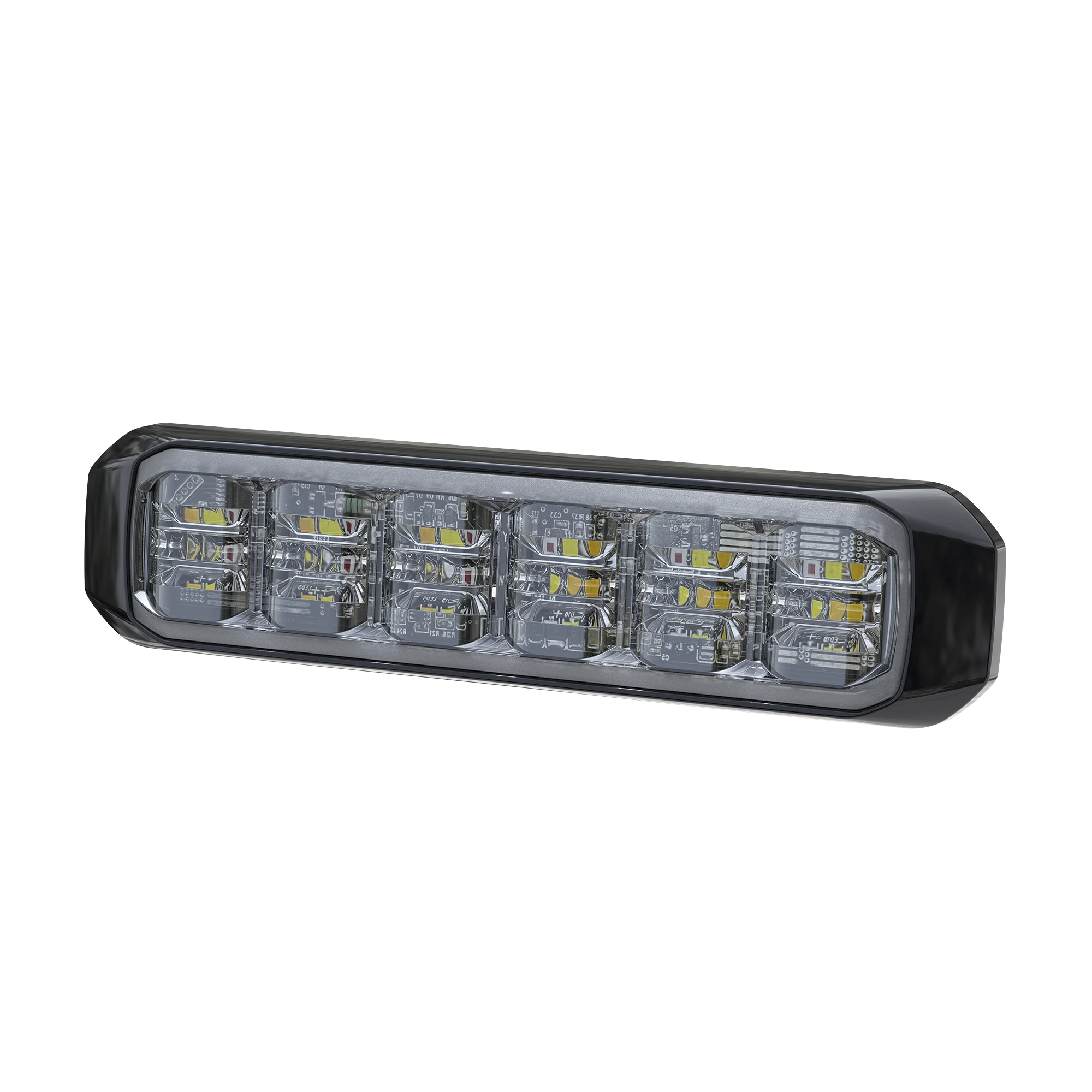 LUZ AUXILIAR DE 18 LED, SAE, TRICOLOR, BISEL NEGRO, ROJO/BLANCO/AZUL, LENTE TRANSPARENTE-Sirenas / Bocinas y Controladores Vehiculares-SIGNALPRO-Bsai Seguridad & Controles