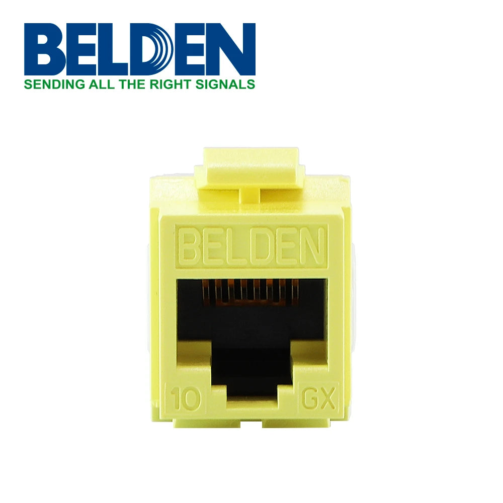 CONECTOR MODULAR JACK RJ45 CAT6A BELDEN AX102286 ESTILO KEYCONNECT AMARILLO CLARO COMPATIBLE CON FACEPLATE AX102660,AX102655,AX102249 PATCH PANEL MODULAR AX103114,AX103115,AX104599 ESQUEMA DE CABLEADO T568A/B HERRAMIENTA COMPATIBLE AX100749 USO INTERIO...-Adaptadores-BELDEN-Bsai Seguridad & Controles