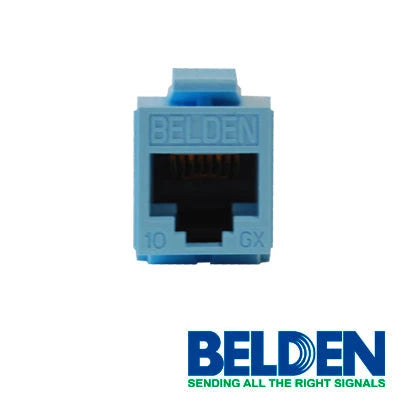 CONECTOR MODULAR JACK RJ45 CAT6A BELDEN AX102288 ESTILO KEYCONNECT AZUL CLARO COMPATIBLE CON FACEPLATE AX102660,AX102655,AX102249 PATCH PANEL MODULAR AX103114,AX103115,AX104599 ESQUEMA DE CABLEADO T568A/B HERRAMIENTA COMPATIBLE AX100749 USO INTERIOR CA...-Adaptadores-BELDEN-Bsai Seguridad & Controles