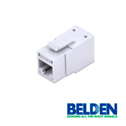 CONECTOR MODULAR JACK RJ45 CAT6A REVCONNECT BELDEN RVAMJKUEW-S1 ESTILO KEYCONNECT BLANCO COMPATIBLE CON FACEPLATE AX102660,AX102655,AX102249 ESQUEMA DE CABLEADO T568A/B HERRAMIENTA COMPATIBLE RVUTT01 USO INTERIOR CALIBRE DEL CONDUCTOR 23-24 AWG-Adaptadores-BELDEN-Bsai Seguridad & Controles
