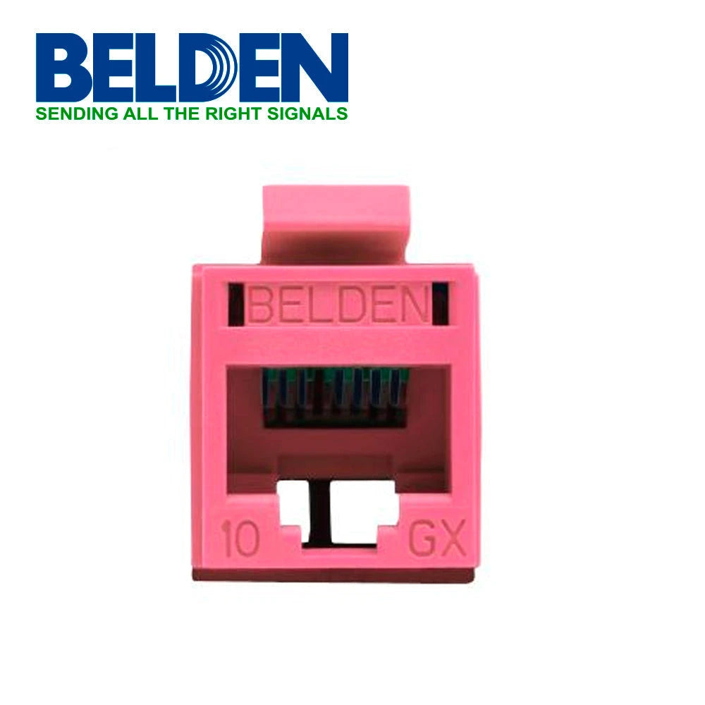 CONECTOR MODULAR JACK RJ45 CAT6A REVCONNECT BELDEN RVAMJKUTR-S1 ESTILO KEYCONNECT ROJO CLARO COMPATIBLE CON FACEPLATE AX102660,AX102655,AX102249 ESQUEMA DE CABLEADO T568A/B HERRAMIENTA COMPATIBLE RVUTT01 USO INTERIOR CALIBRE DEL CONDUCTOR 23-24 AWG-Adaptadores-BELDEN-Bsai Seguridad & Controles