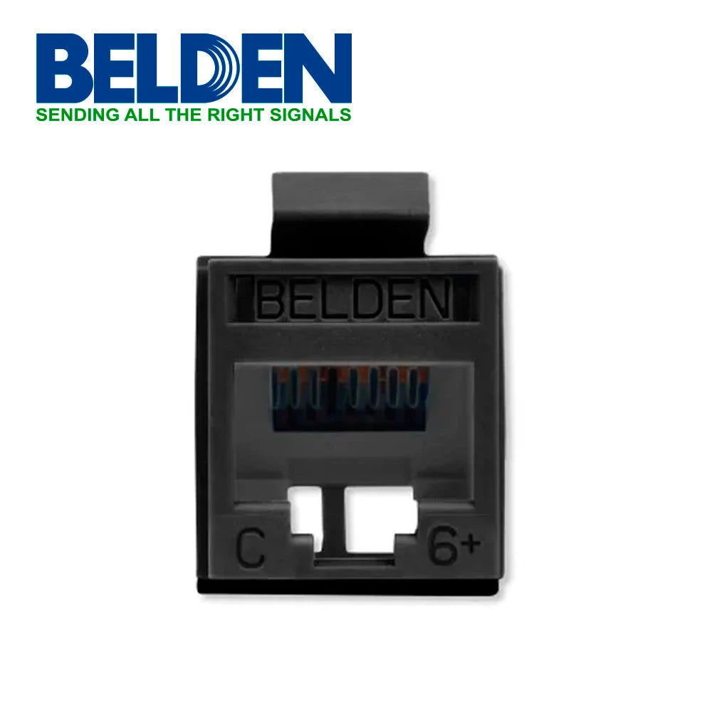CONECTOR MODULAR JACK RJ45 CAT6 REVCONNECT BELDEN RV6MJKUBK-S1 ESTILO KEYCONNECT NEGRO COMPATIBLE CON FACEPLATE AX102660,AX102655,AX102249 ESQUEMA DE CABLEADO T568A/B HERRAMIENTA COMPATIBLE RVUTT01 USO INTERIOR CALIBRE DEL CONDUCTOR 23-24 AWG-Adaptadores-BELDEN-Bsai Seguridad & Controles