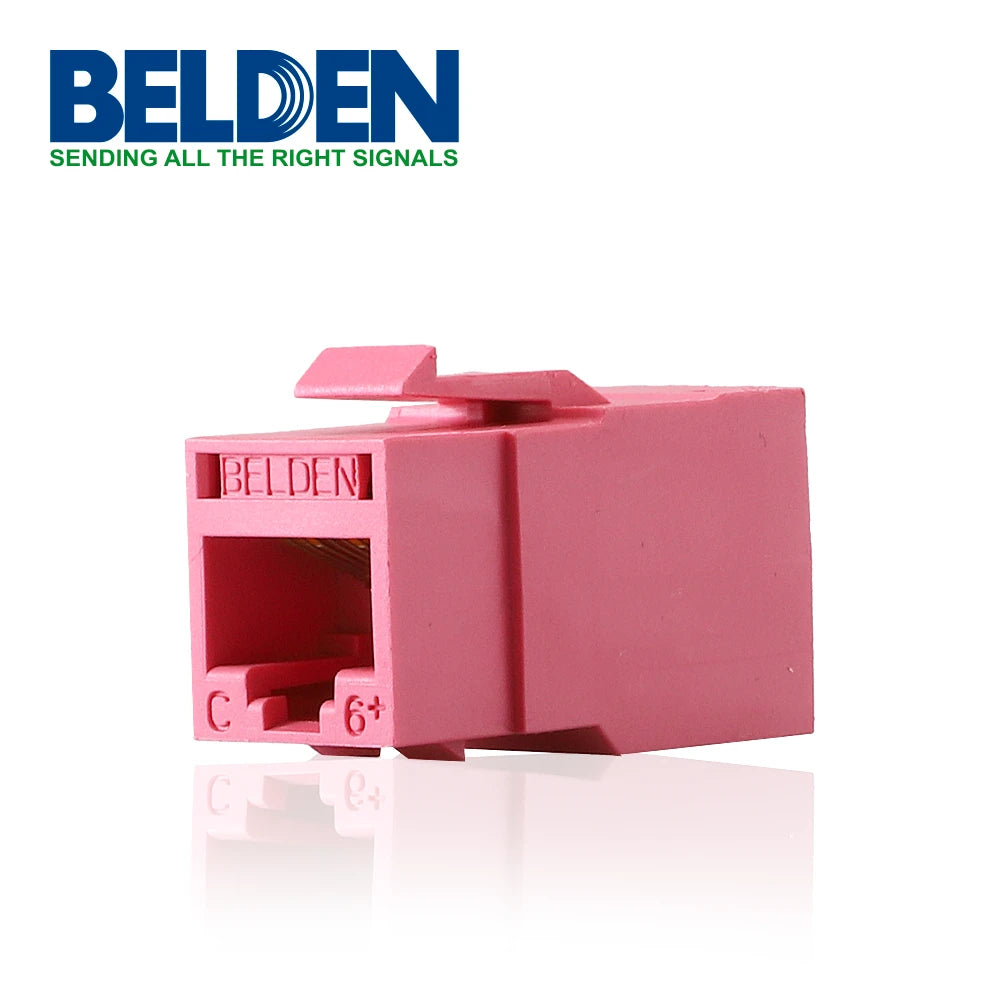 CONECTOR MODULAR JACK RJ45 CAT6 REVCONNECT BELDEN RV6MJKUTR-S1 ESTILO KEYCONNECT ROJO CLARO COMPATIBLE CON FACEPLATE AX102660,AX102655,AX102249 ESQUEMA DE CABLEADO T568A/B HERRAMIENTA COMPATIBLE RVUTT01 USO INTERIOR CALIBRE DEL CONDUCTOR 23-24 AWG-Adaptadores-BELDEN-Bsai Seguridad & Controles