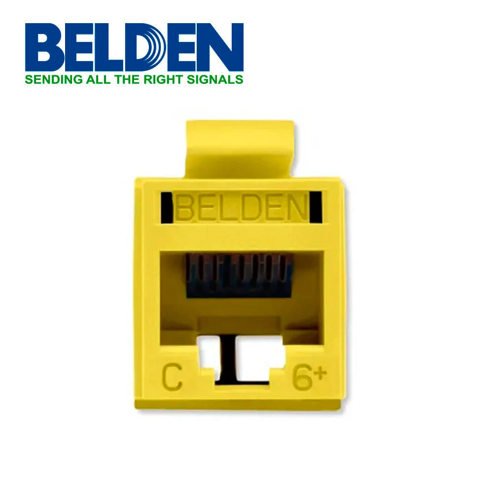 CONECTOR MODULAR JACK RJ45 CAT6 REVCONNECT BELDEN RV6MJKUYL-S1 ESTILO KEYCONNECT AMARILLO COMPATIBLE CON FACEPLATE AX102660,AX102655,AX102249 ESQUEMA DE CABLEADO T568A/B HERRAMIENTA COMPATIBLE RVUTT01 USO INTERIOR CALIBRE DEL CONDUCTOR 23-24 AWG-Adaptadores-BELDEN-Bsai Seguridad & Controles
