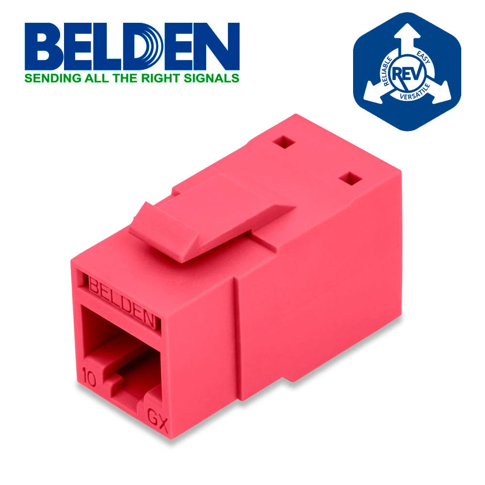 CONECTOR MODULAR JACK RJ45 CAT6A REVCONNECT BELDEN RVAMJKURD-S1 ESTILO KEYCONNECT ROJO COMPATIBLE CON FACEPLATE AX102660,AX102655,AX102249 ESQUEMA DE CABLEADO T568A/B HERRAMIENTA COMPATIBLE RVUTT01 USO INTERIOR CALIBRE DEL CONDUCTOR 23-24 AWG-Adaptadores-BELDEN-Bsai Seguridad & Controles