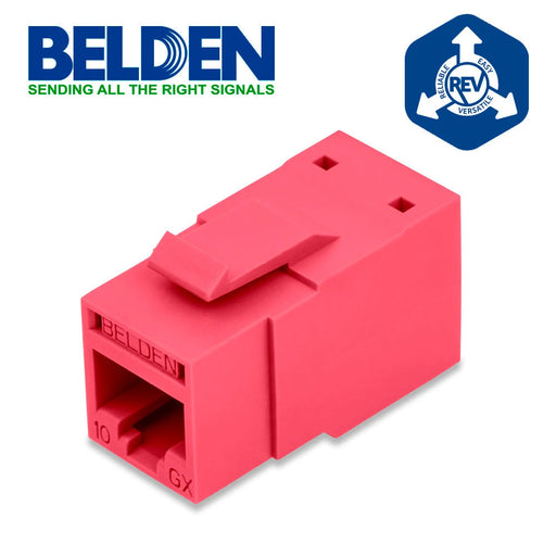 CONECTOR MODULAR JACK RJ45 CAT6A REVCONNECT BELDEN RVAMJKURD-S1 ESTILO KEYCONNECT ROJO COMPATIBLE CON FACEPLATE AX102660,AX102655,AX102249 ESQUEMA DE CABLEADO T568A/B HERRAMIENTA COMPATIBLE RVUTT01 USO INTERIOR CALIBRE DEL CONDUCTOR 23-24 AWG-Adaptadores-BELDEN-RVAMJKURD-S1-Bsai Seguridad & Controles