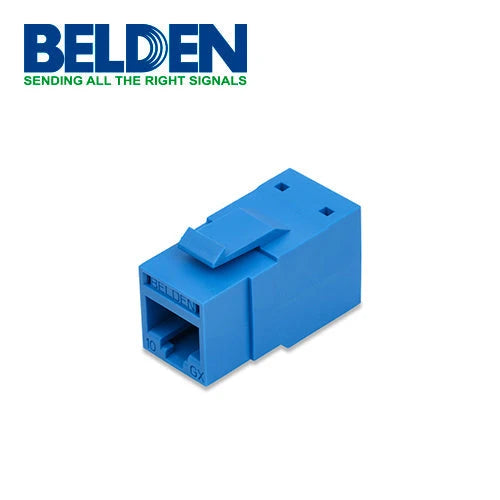 CONECTOR MODULAR JACK RJ45 CAT6A REVCONNECT BELDEN RVAMJKUBL-S1 ESTILO KEYCONNECT AZUL COMPATIBLE CON FACEPLATE AX102660,AX102655,AX102249 ESQUEMA DE CABLEADO T568A/B HERRAMIENTA COMPATIBLE RVUTT01 USO INTERIOR CALIBRE DEL CONDUCTOR 23-24 AWG-Adaptadores-BELDEN-Bsai Seguridad & Controles