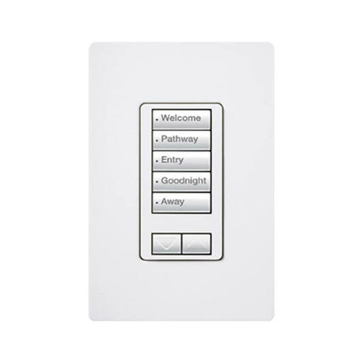 (RADIORA2) TECLADO SEETOUCH 5 BOTONES, 2 BOTONES SUBIR/BAJAR, PROGRAME ESCENAS DIFERENTES EN CADA BOTÓN.-Automatización - Casa Inteligente-LUTRON ELECTRONICS-RRDW5BRLWH-Bsai Seguridad & Controles