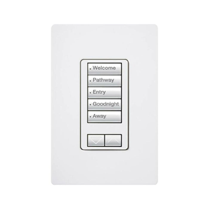 (RADIORA2) TECLADO SEETOUCH 5 BOTONES, 2 BOTONES SUBIR/BAJAR, PROGRAME ESCENAS DIFERENTES EN CADA BOTÓN.-Automatización - Casa Inteligente-LUTRON ELECTRONICS-RRDW5BRLWH-Bsai Seguridad & Controles