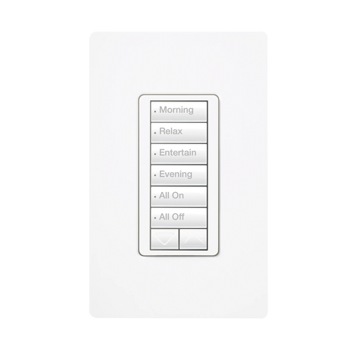 (RADIORA2) TECLADO SEETOUCH 6 BOTONES, 2 BOTONES SUBIR/BAJAR, PROGRAME ESCENAS DIFERENTES EN CADA BOTÓN.-Automatización - Casa Inteligente-LUTRON ELECTRONICS-RRDW6BRLWH-Bsai Seguridad & Controles