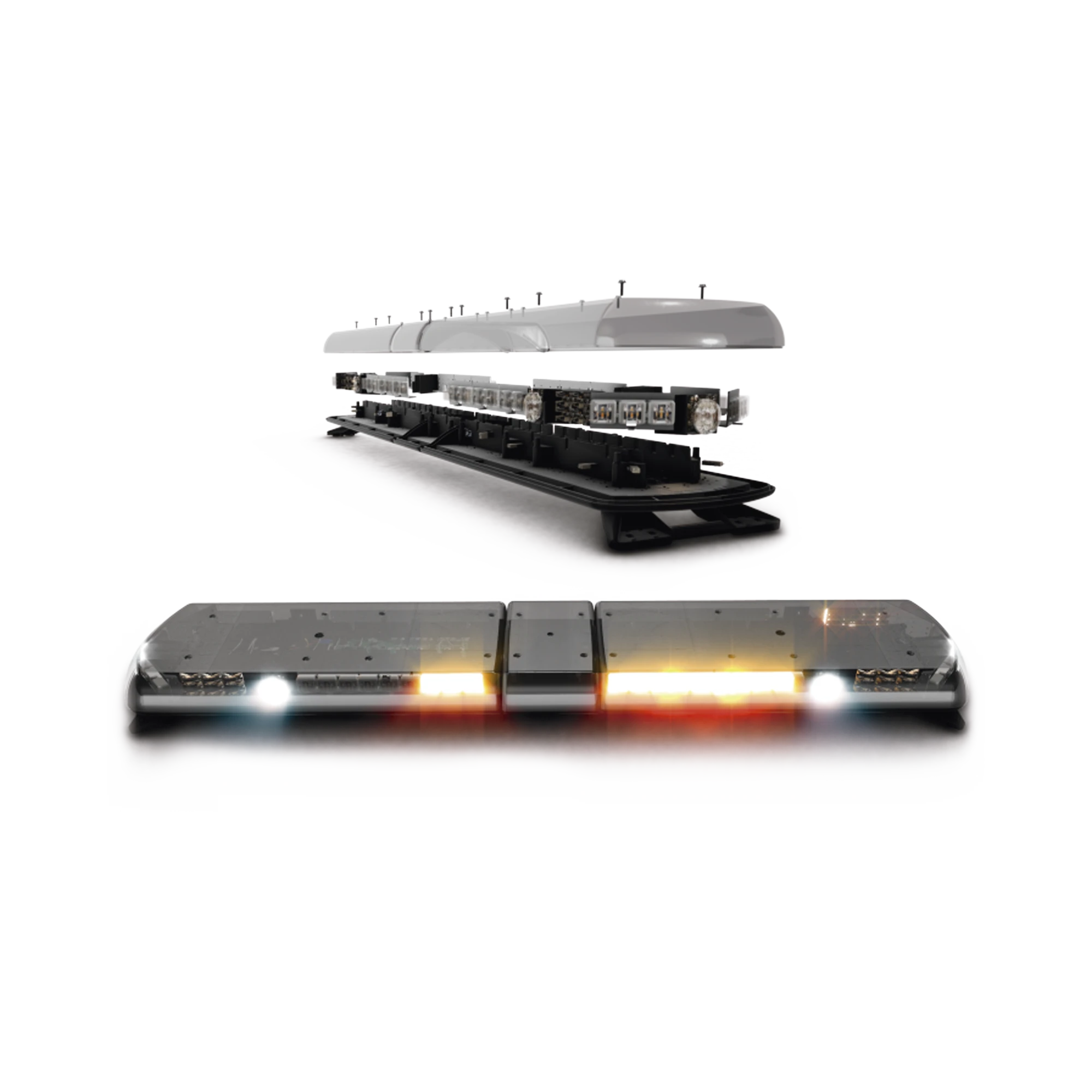BARRA DE LUCES VANTAGE PRO ULTRA BRILLANTE CON 64 PODEROSOS LEDS ÚLTIMA GENERACIÓN, COLOR ÁMBAR CON 2 MÓDULOS TRASEROS EN ROJO-Torretas-ECCO-Bsai Seguridad & Controles