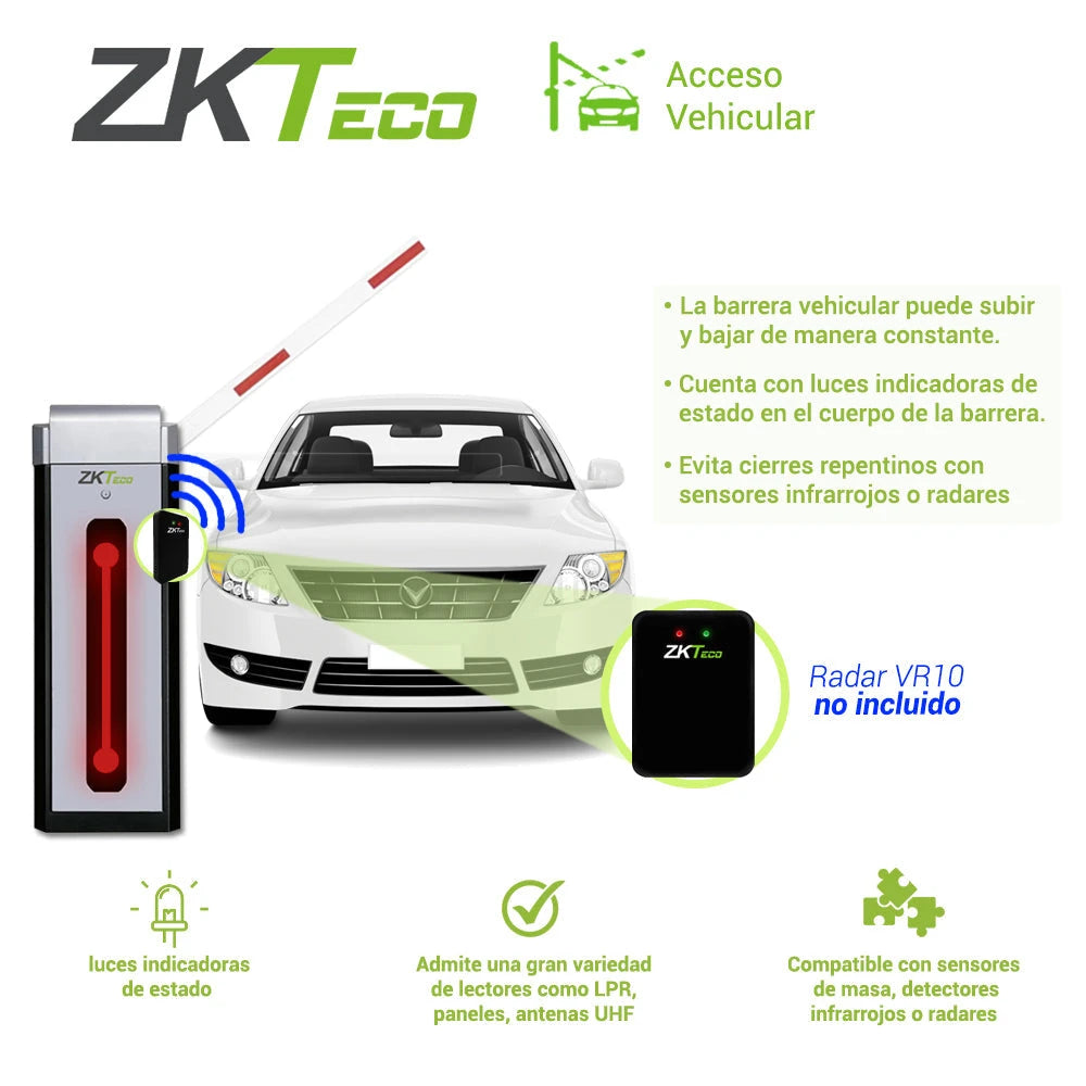 BARRERA VEHICULAR ZKTECO CMP300L CON BRAZO TELESCOPICO RECTO SENTIDO IZQUIERDO VELOCIDAD DE CIERRE 3 SEGUNDOS ALIMENTACION ELECTRICA 110VCA APERTURA MANUAL EN CASO DE FALLA ELECTRICA COMPATIBLE CON PANELES DE ACCESO, ANTENAS VEHICULARES Y CAMARAS LPR-Acceso Vehicular-ZKTECO-Bsai Seguridad & Controles
