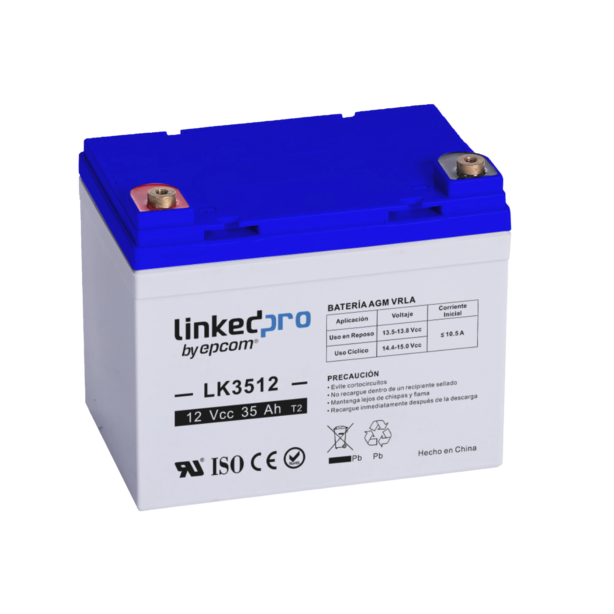 BATERÍA 12 V / 33 AH / UL / TECNOLOGÍA AGM-VRLA / VIDA ÚTIL PROMEDIO DE 5 AÑOS / PARA USO EN EQUIPO ELECTRÓNICO, ALARMAS DE INTRUSIÓN / INCENDIO / CONTROL DE ACCESO / VIDEO VIGILANCIA / TERMINALES T1 .-Fuentes de Alimentación-LINKEDPRO BY EPCOM-Bsai Seguridad & Controles