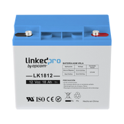 BATERÍA 12 VCC / 18 AH / UL / TECNOLOGÍA AGM-VRLA / VIDA ÚTIL PROMEDIO DE 5 AÑOS / PARA USO EN EQUIPO ELECTRÓNICO, ALARMAS DE INTRUSIÓN / INCENDIO/ CONTROL DE ACCESO / VIDEO VIGILANCIA / TERMINALES T1 .-Fuentes de Alimentación-LINKEDPRO BY EPCOM-LK1812-Bsai Seguridad & Controles