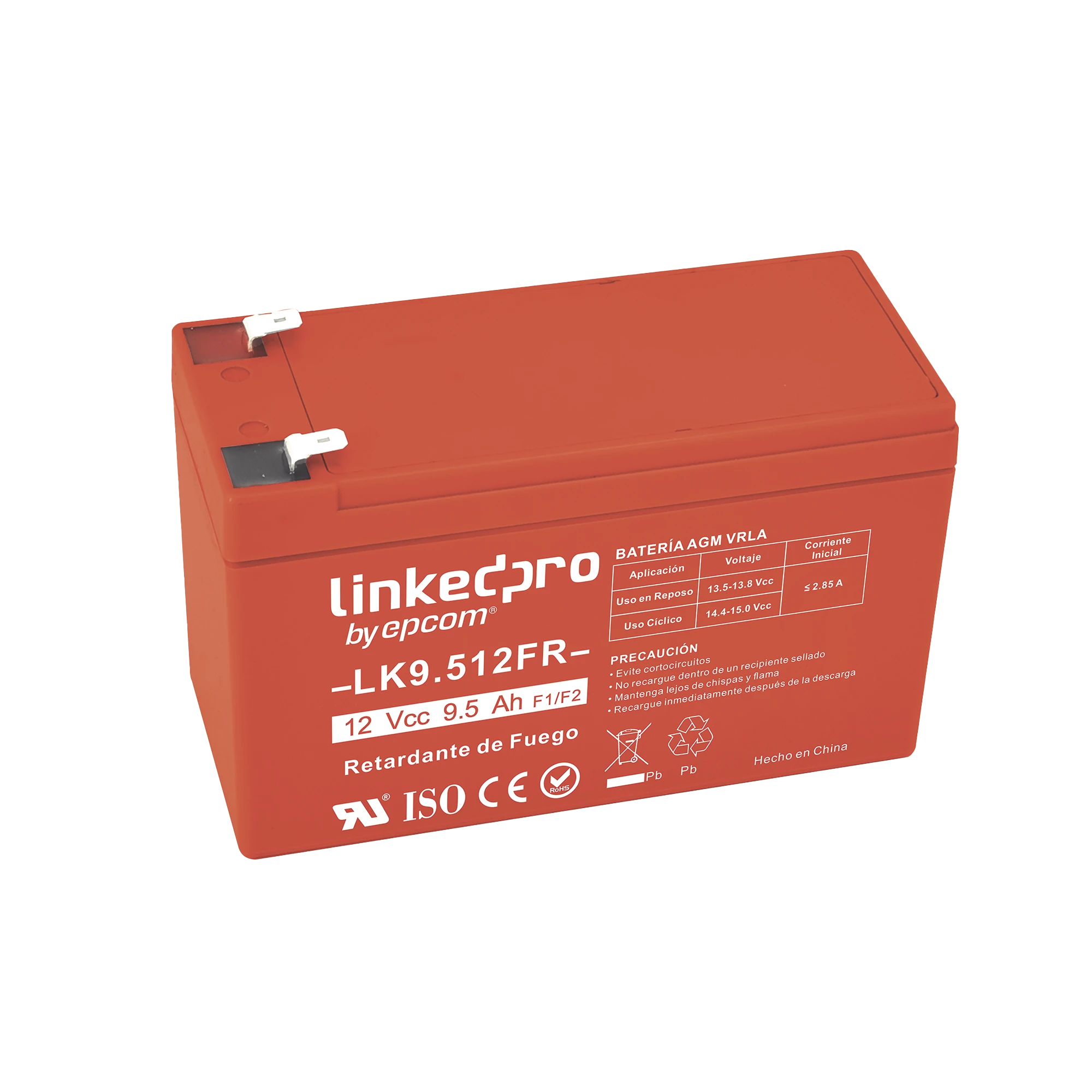 BATERÍA 12 VCC / 5.5 AH / UL / TECNOLOGÍA AGM-VRLA / RETARDANTE A LA FLAMA / PARA USO EN EQUIPO ELECTRÓNICO, ALARMAS DE INTRUSIÓN / INCENDIO/ CONTROL DE ACCESO / VIDEO VIGILANCIA / TERMINALES F1 Y F2.-Fuentes de Alimentación-LINKEDPRO BY EPCOM-Bsai Seguridad & Controles