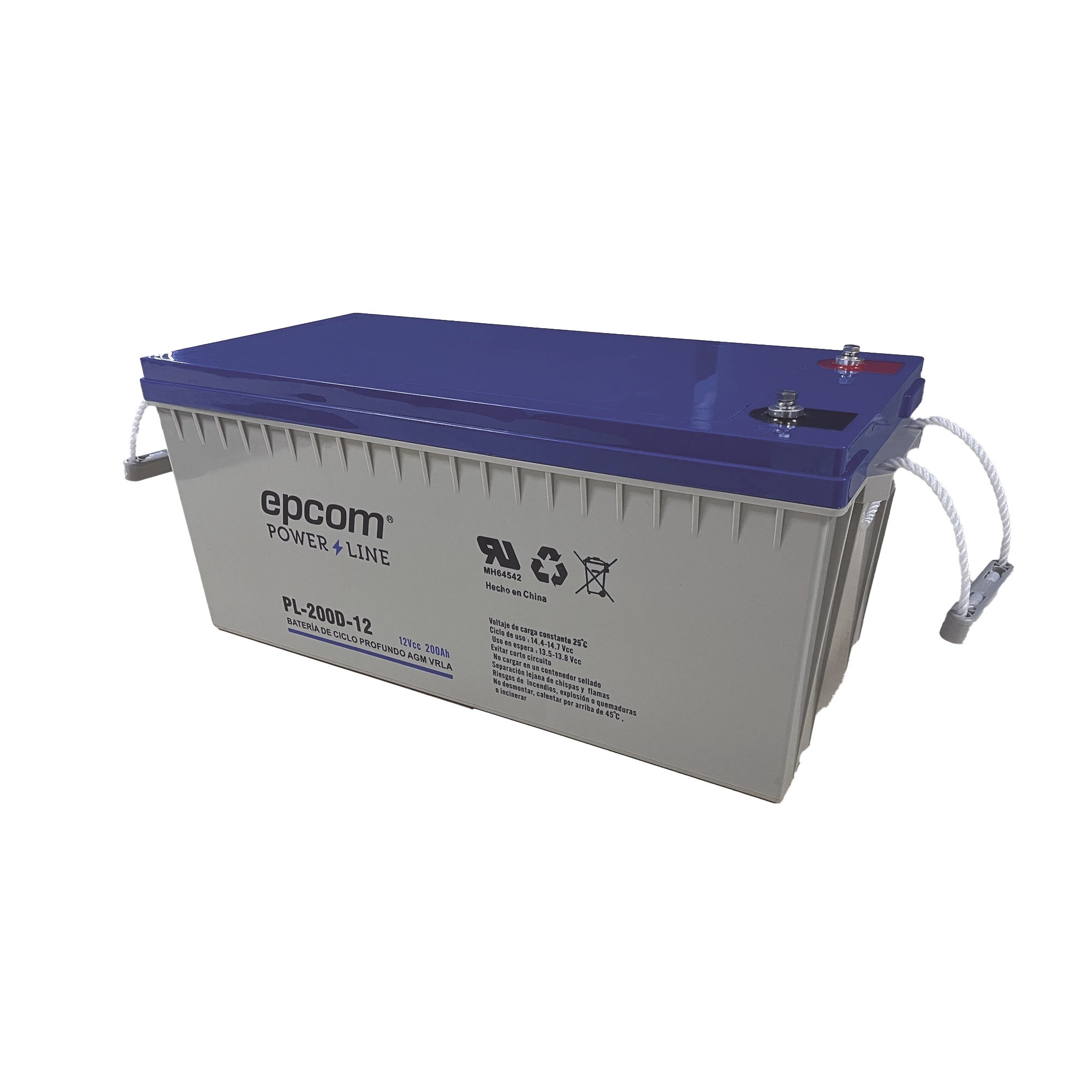 BATERÍA 12V @ 200 AH / AGM-VRLA CICLADO PROFUNDO / USO EN APLICACIONES FOTOVOLTAICAS Y DE RESPALDO /TERMINALES TIPO TORNILLO HEX M6-Energía-EPCOM POWERLINE-Bsai Seguridad & Controles