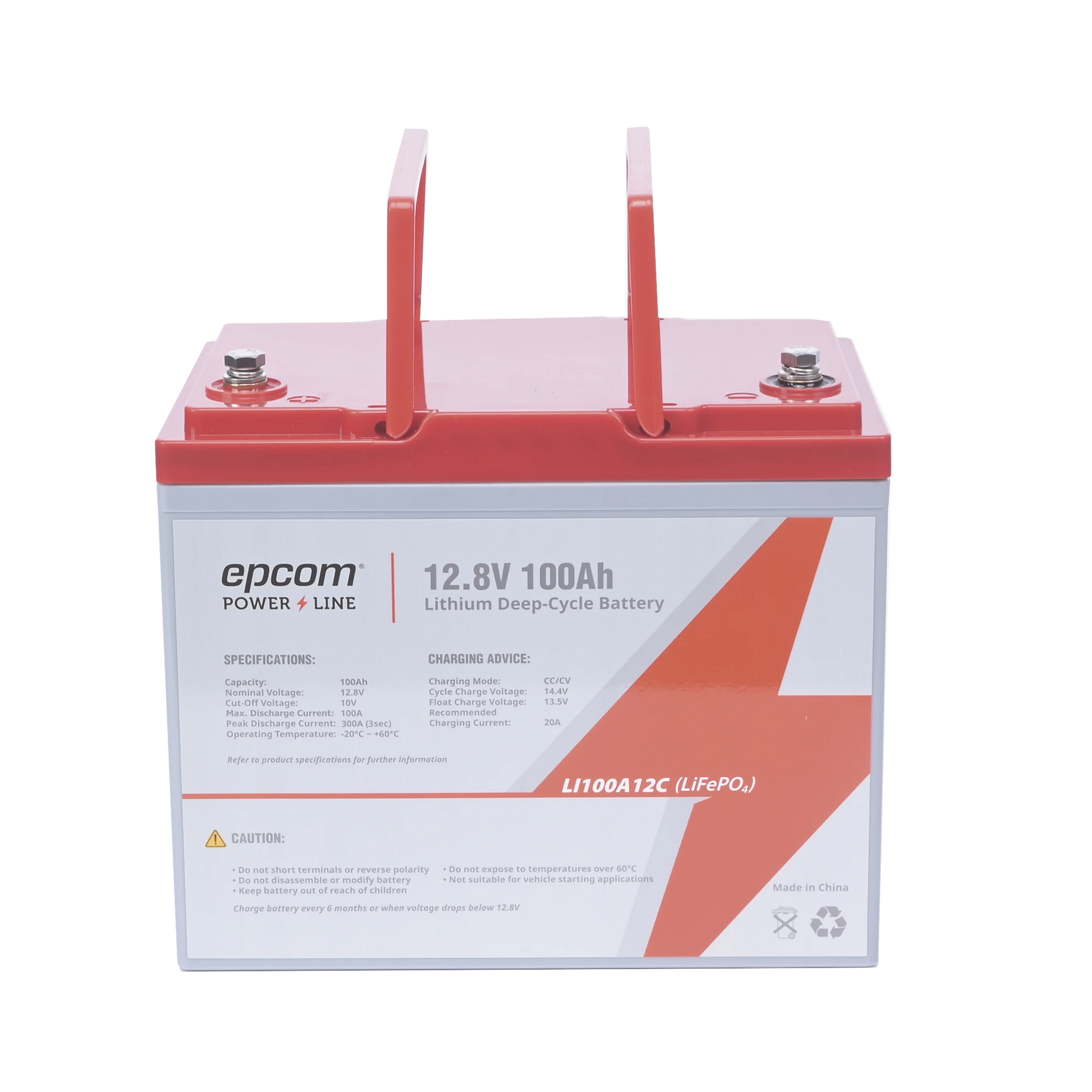 BATERÍA DE LITIO CICLO PROFUNDO, 12.8 VCC 100AH (LIFEPO4 DE CELDAS CILÍNDRICAS) , SOLAR, MARINA, MÁXIMO 100 A DE DESCARGA-Energía-EPCOM POWERLINE-Bsai Seguridad & Controles