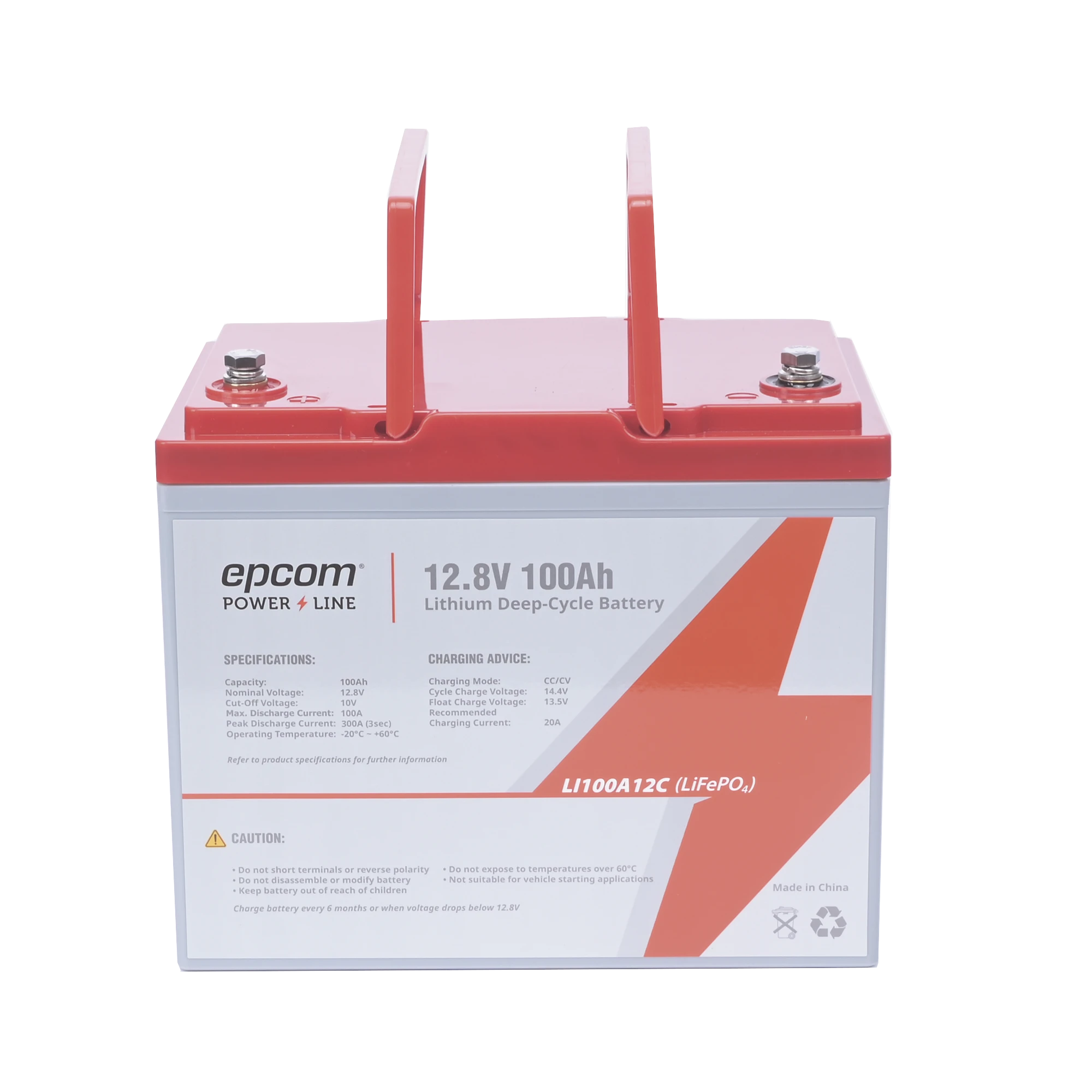 BATERÍA DE LITIO CICLO PROFUNDO, 12.8 VCC 100AH (LIFEPO4 DE CELDAS CILÍNDRICAS) , SOLAR, MARINA, MÁXIMO 100 A DE DESCARGA-Energía-EPCOM POWERLINE-Bsai Seguridad & Controles