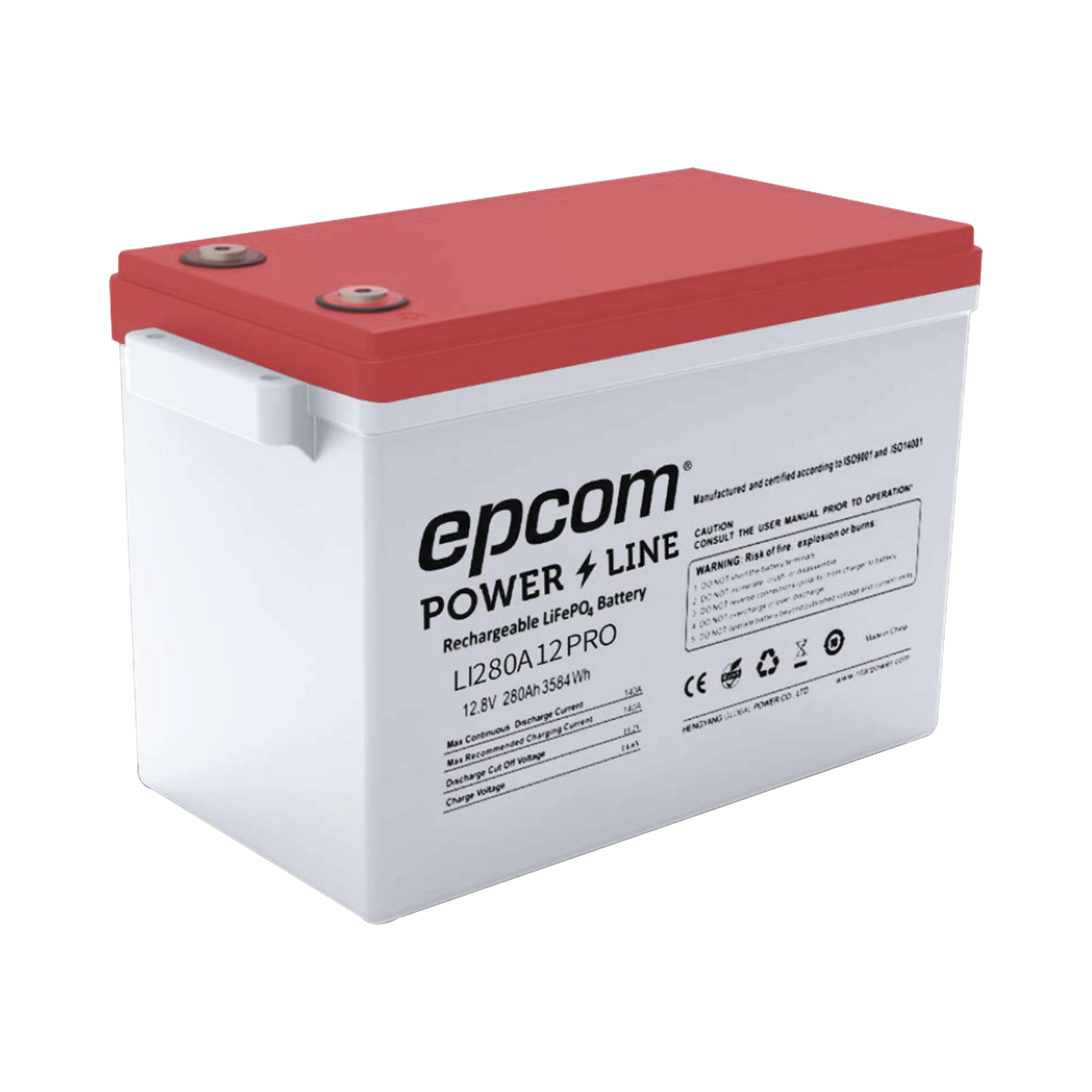 BATERÍA DE LITIO CICLO PROFUNDO, 12.8 VCC 280AH, 6000 CICLOS, LIFEPO4 , SOLAR, MARINA, MÁXIMO 140 A DE DESCARGA-Energía-EPCOM POWERLINE-LI280A12PRO-Bsai Seguridad & Controles