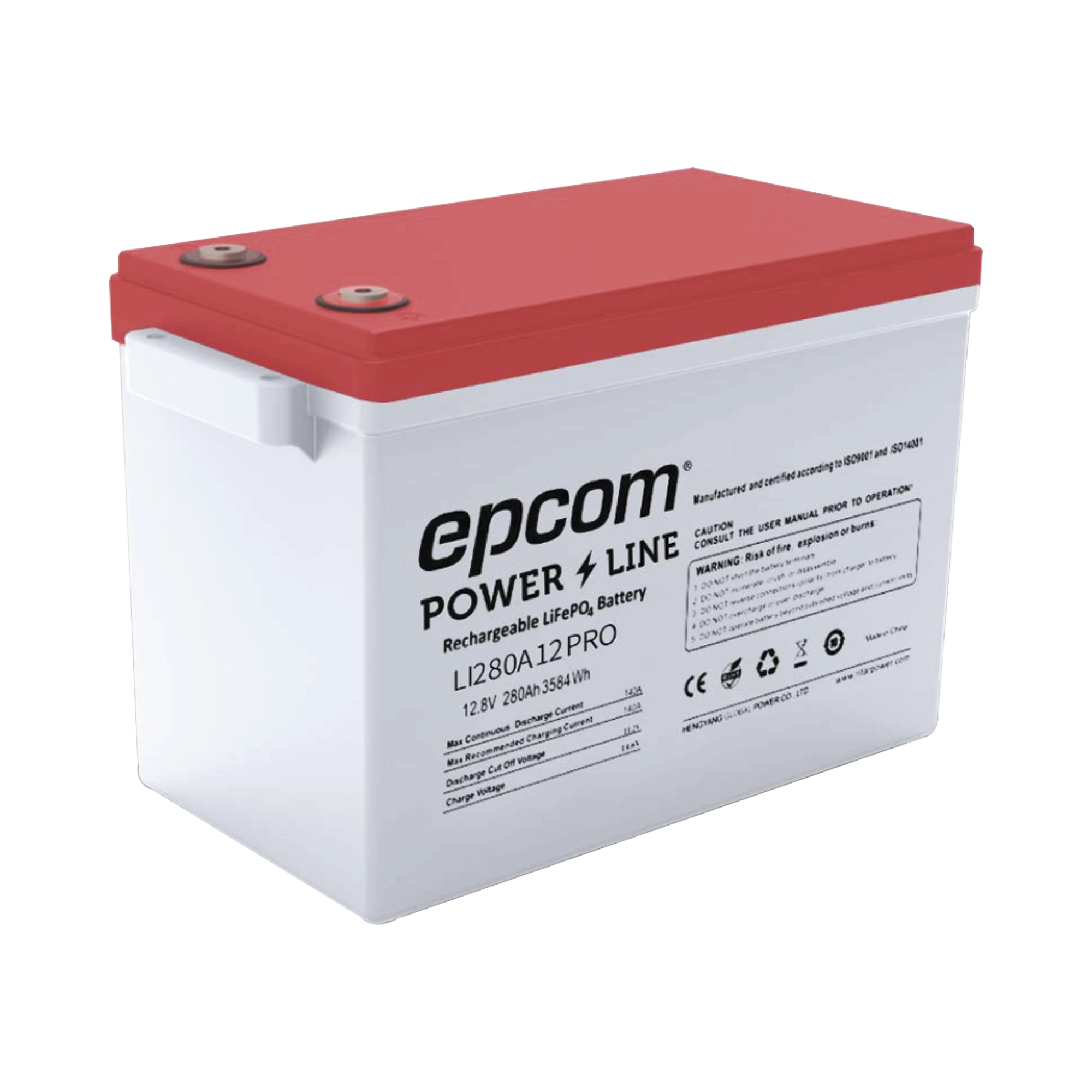BATERÍA DE LITIO CICLO PROFUNDO, 12.8 VCC 280AH, 6000 CICLOS, LIFEPO4 , SOLAR, MARINA, MÁXIMO 140 A DE DESCARGA-Energía-EPCOM POWERLINE-LI280A12PRO-Bsai Seguridad & Controles