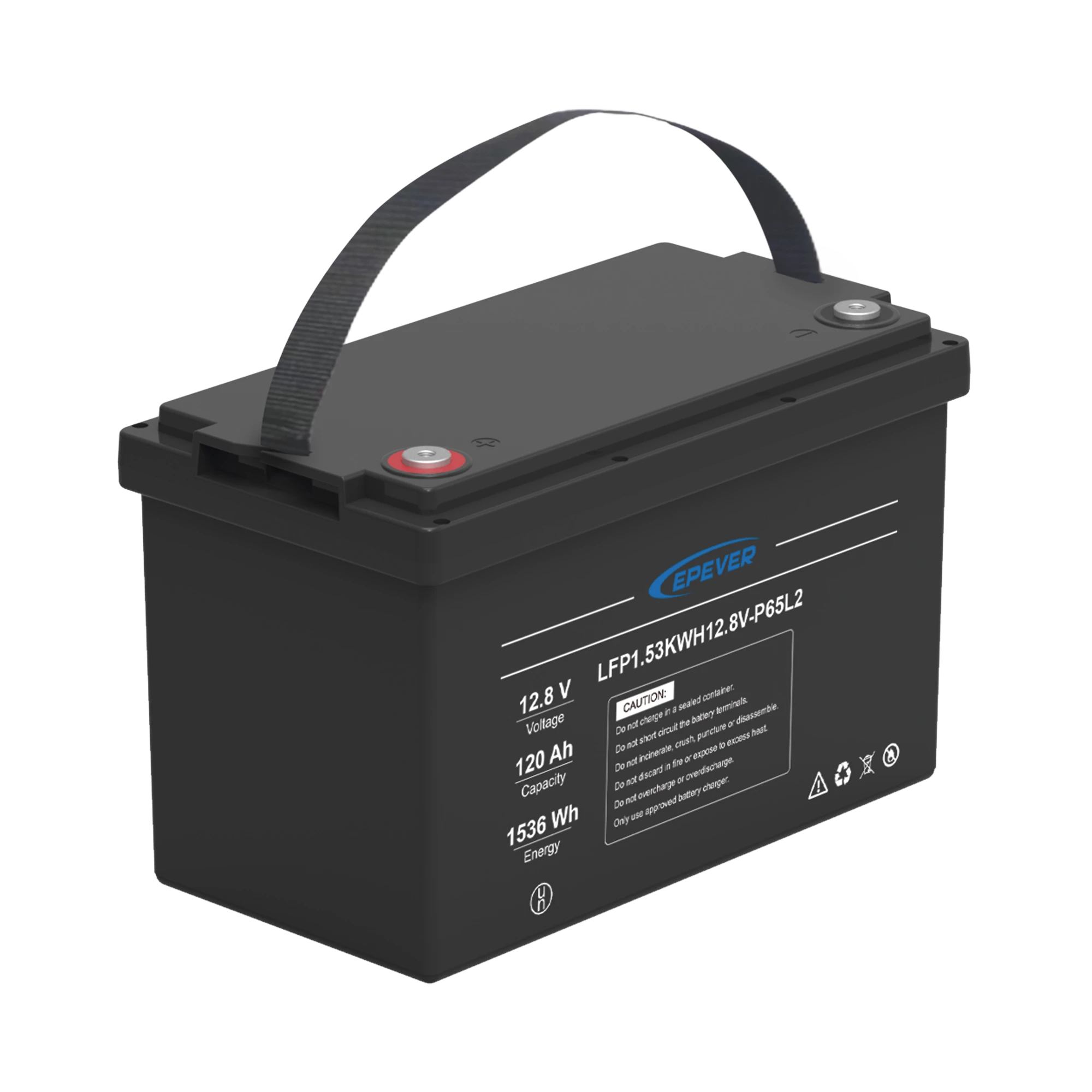 BATERÍA DE LITIO LIFEPO4 CICLO PROFUNDO 12.8VCC, 120 AH, 1.53KWH, PARA EXTERIOR, LIBRE DE MANTENIMIENTO-Baterías y Cargadores-EPEVER-Bsai Seguridad & Controles