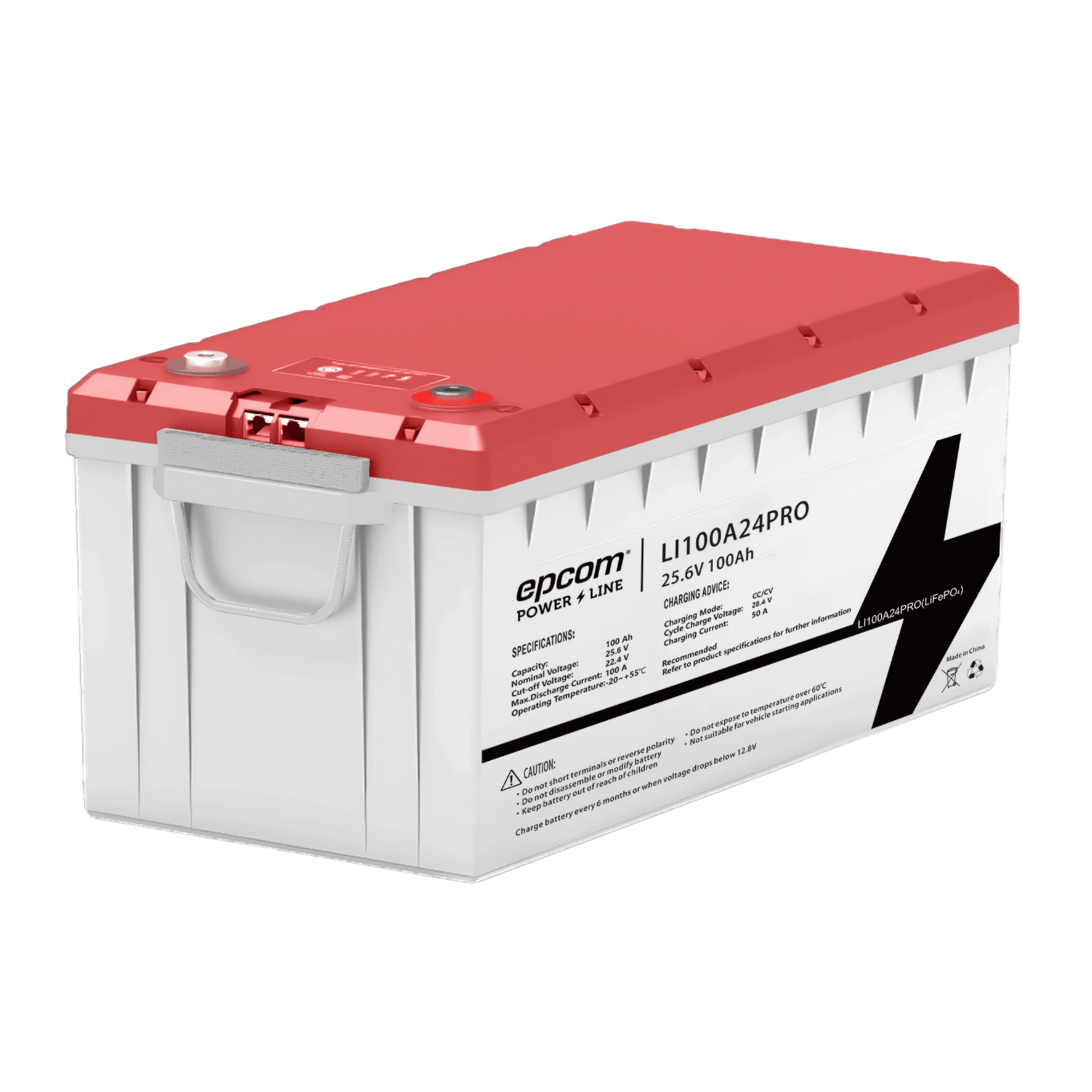 BATERÍA LIFEPO4 25.6V 100AH / CON BMS INTEGRADO / VIDA ÚTIL DE MÁS DE 3500 CICLOS / CONECTOR RS485 Y CAN-Energía Solar-EPCOM POWER LINE BY RITAR-LI100A24PRO-Bsai Seguridad & Controles