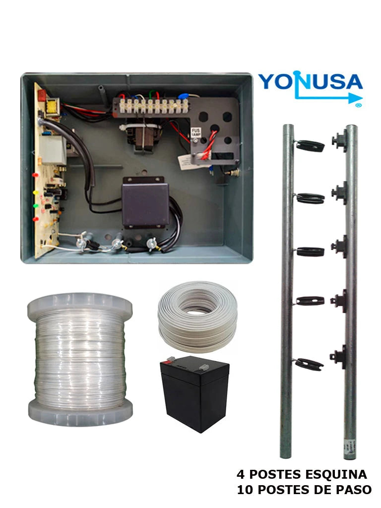 YONUSA PAKEYNG12001 - PAQUETE DE ENERGIZADOR DE NUEVA GENERACION 12 000V / POSTES DE PASO / POSTES ESQUINA / BOBINA DE ALAMBRE / CABLE BUJIA / BATERIA-Cercas Eléctricas-YONUSA-Bsai Seguridad & Controles