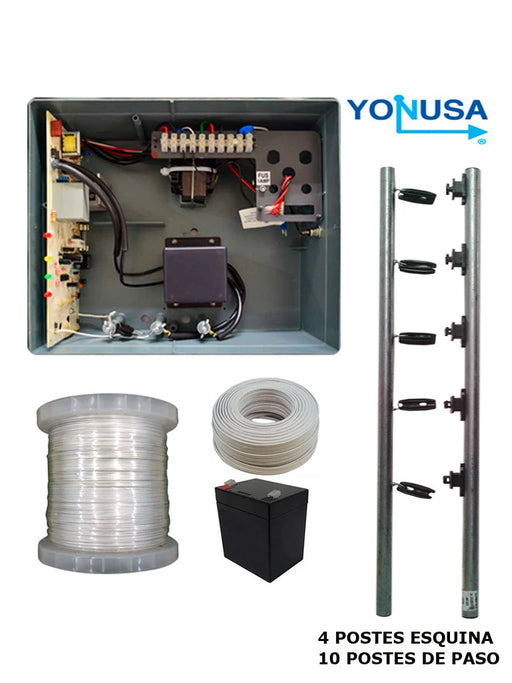 YONUSA PAKEYNG12001 - PAQUETE DE ENERGIZADOR DE NUEVA GENERACION 12 000V / POSTES DE PASO / POSTES ESQUINA / BOBINA DE ALAMBRE / CABLE BUJIA / BATERIA-Cercas Eléctricas-YONUSA-YON6500009-Bsai Seguridad & Controles