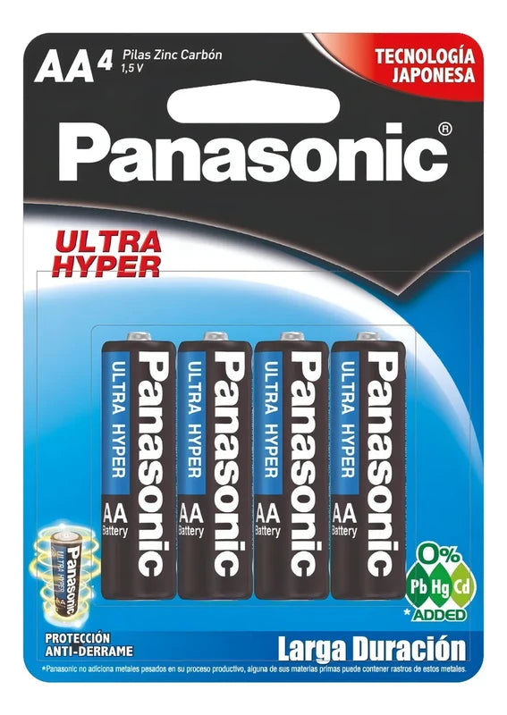 BATERIA ZINC CARBON PANASONIC TIPO AA 1.5V PARA USO EN CONTROLES REMOTOS Y RELOJES (PAQUETE DE 4 BATERIAS)-Bater&iacute;as-ALTER-Bsai Seguridad & Controles