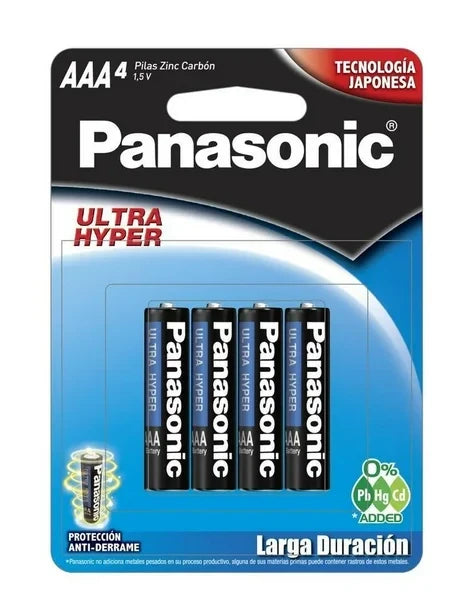 BATERIA ZINC CARBON PANASONIC TIPO AAA 1.5V PARA USO EN CONTROLES REMOTOS Y RELOJES (PAQUETE DE 4 BATERIAS)-Bater&iacute;as-ALTER-Bsai Seguridad & Controles