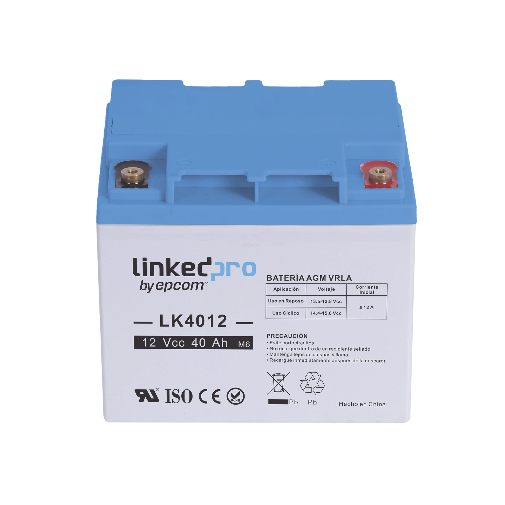 BATERÍA 12 VCC / 40 AH / UL / TECNOLOGÍA AGM-VRLA / PARA USO EN EQUIPO ELECTRÓNICO, ALARMAS DE INTRUSIÓN / INCENDIO/ CONTROL DE ACCESO / VIDEO VIGILANCIA / T2-Energía-LINKEDPRO BY EPCOM-Bsai Seguridad & Controles