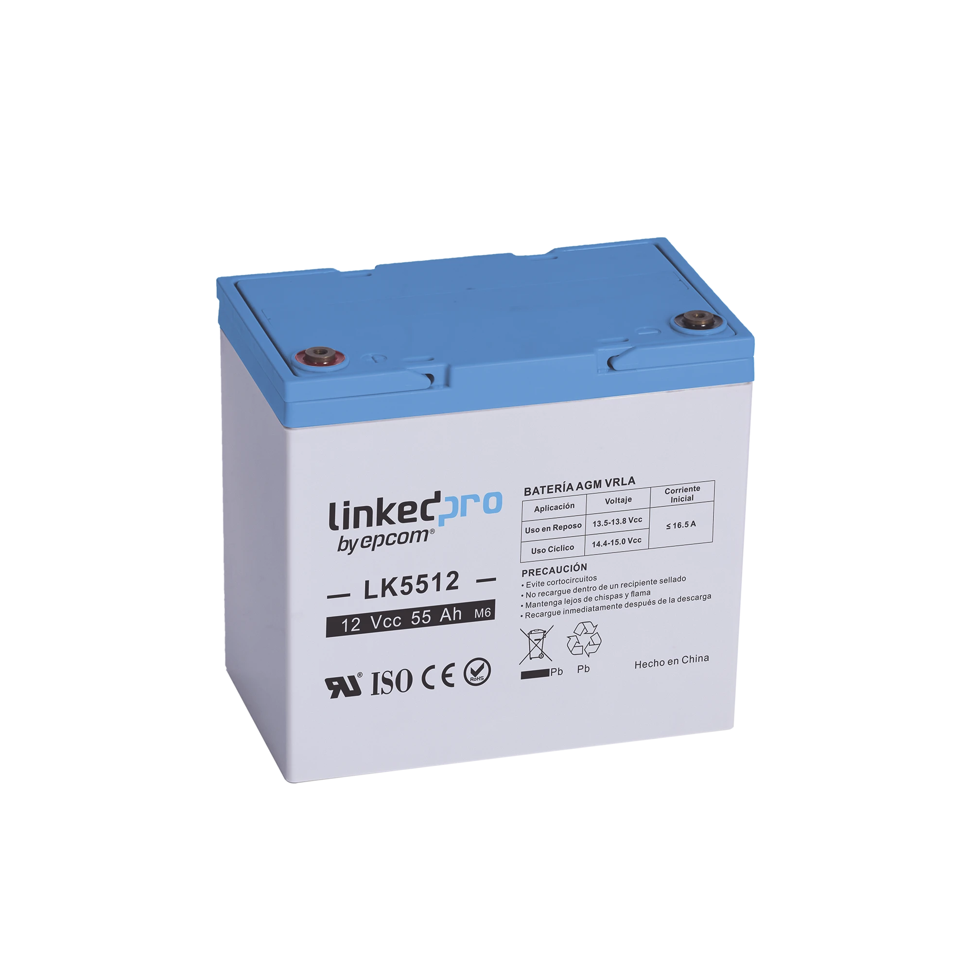 BATERÍA 12 VCC / 55 AH / UL / TECNOLOGÍA AGM-VRLA / PARA USO EN EQUIPO ELECTRÓNICO, ALARMAS DE INTRUSIÓN / INCENDIO/ CONTROL DE ACCESO / VIDEO VIGILANCIA / T2-Fuentes de Alimentación-LINKEDPRO BY EPCOM-Bsai Seguridad & Controles