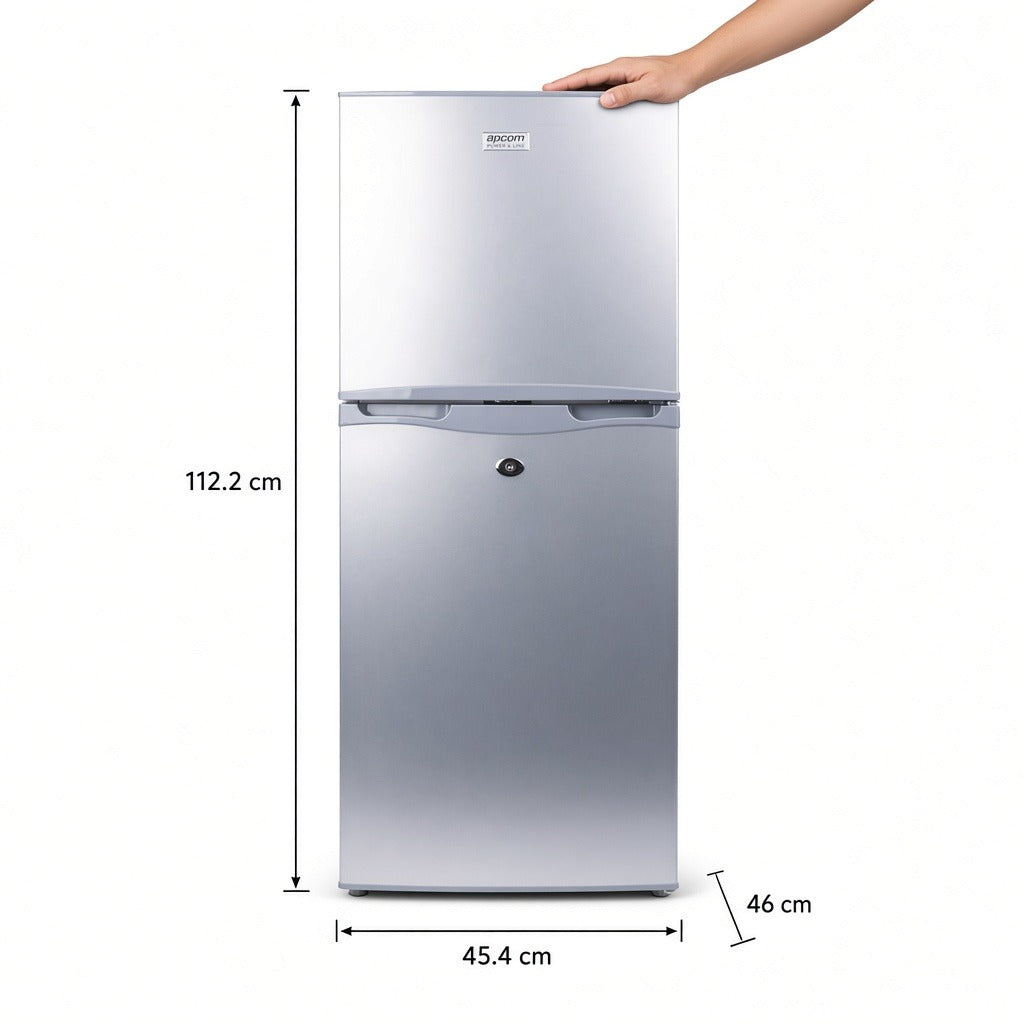 REFRIGERADOR SOLAR COMBINADO / 105 L (3.7 FT³) / 12/24 VCC / CONGELADOR -18 °C / R600A / SIN INVERSOR [BCD-105V2] tamaño real