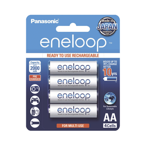 BATERÍA RECARGABLE AA 1.2V ENELOOP / NI-HM / PAQUETE DE 4 BATERÍAS-Energía-PANASONIC-BK3MCCE/4BT-Bsai Seguridad & Controles