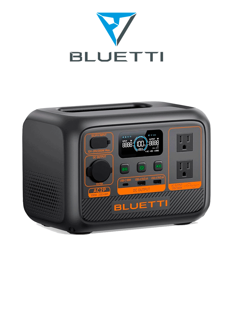 BLUETTI AC2P - ESTACIÓN DE ENERGÍA PORTÁTIL 230.4WH LIFEPO₄ / POTENCIA NOMINAL 300W / ENTRADA AC 570W / MAX 600W DE ELEV
