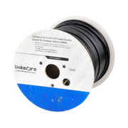 BOBINA DE CABLE DE 305 M (1000 FT) CAT5E, ALEACIÓN DE COBRE Y ALUMINIO (CCA), COLOR NEGRO, USO INTEMPERIE, DOBLE FORRO-Cables y Conectores-LINKEDPRO BY EPCOM-Bsai Seguridad & Controles