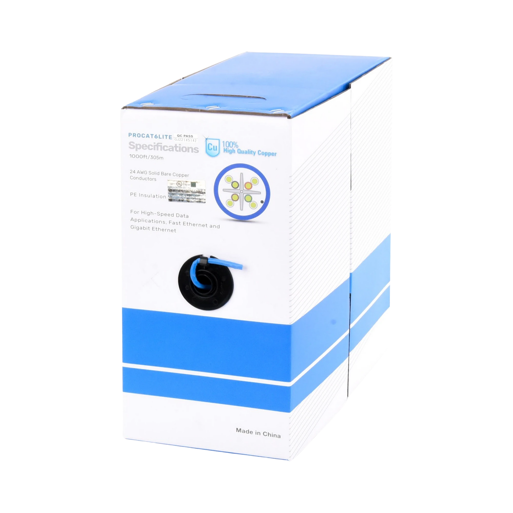 BOBINA DE CABLE DE 305 METROS CAT6, CM, 24 AWG, ALTO RENDIMIENTO, ETL, UL, COLOR AZUL, SUPER FLEXIBLE, PARA APLICACIONES DE VIDEOVIGILANCIA, VIDEO HD, Y REDES DE DATOS. USO INTERIOR-Cables y Conectores-LINKEDPRO BY EPCOM-Bsai Seguridad & Controles