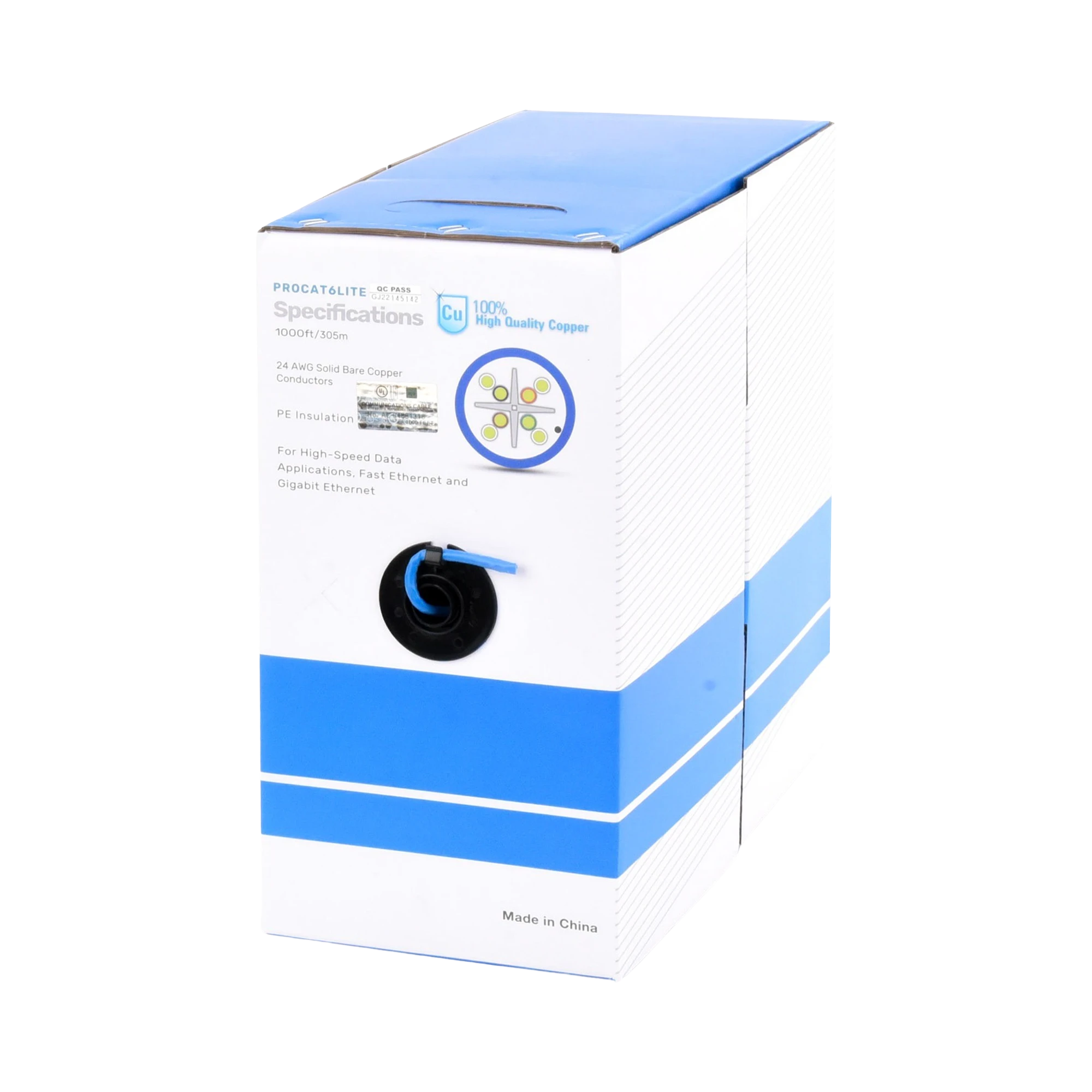 BOBINA DE CABLE DE 305 METROS CAT6, CM, 24 AWG, ALTO RENDIMIENTO, ETL, UL, COLOR AZUL, SUPER FLEXIBLE, PARA APLICACIONES DE VIDEOVIGILANCIA, VIDEO HD, Y REDES DE DATOS. USO INTERIOR-Cables y Conectores-LINKEDPRO BY EPCOM-Bsai Seguridad & Controles