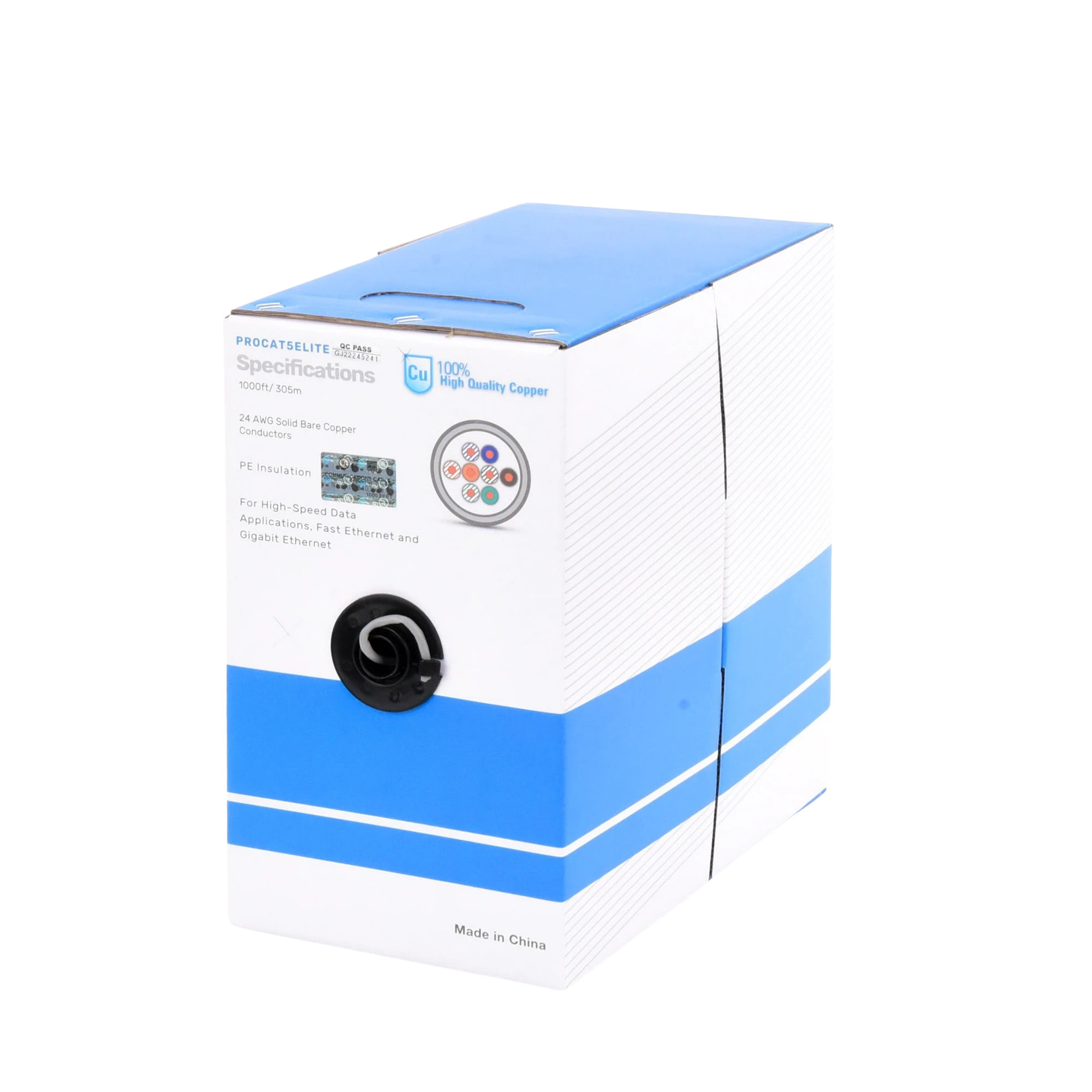 BOBINA DE CABLE DE 305M, (1000 FT), CAT5E, 24 AWG, COLOR GRIS, UL, PARA APLICACIONES EN VIDEOVIGILANCIA, REDES DE DATOS. USO INTERIOR-Cables y Conectores-LINKEDPRO BY EPCOM-Bsai Seguridad & Controles