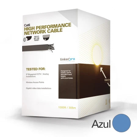 BOBINA DE CABLE DE 305 M (1000 FT) CAT6 ALEACIÓN DE COBRE Y ALUMINIO ( CCA ), COLOR AZUL VERSIÓN ECONÓMICA. USO EN INTERIOR.-Cableado-LINKEDPRO BY EPCOM-Bsai Seguridad & Controles