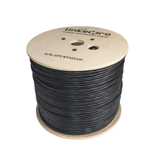 BOBINA DE CABLE SIAMÉS CAT5E CCA + 2 CABLES GRUESOS (16 AWG) PARA ALIMENTAR CÁMARAS MÁS LEJOS / 305M / INSTALACIÓN EN EXTERIOR / USO INDUSTRIAL PARA CLIMAS EXTREMOS-Cables y Conectores-LINKEDPRO BY EPCOM-EP-CAT-5E-V2P-Bsai Seguridad & Controles