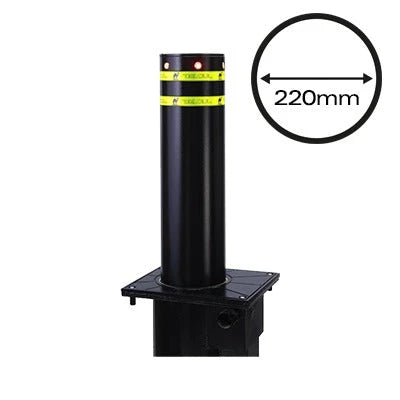 BOLARDO NEUMÁTICO, ALTA VELOCIDAD, 100% ACERO + PINTURA NEGRA EXTERIOR, 220 MM DIAMETRO-Acceso Vehicular-ACCESSPRO-Bsai Seguridad & Controles