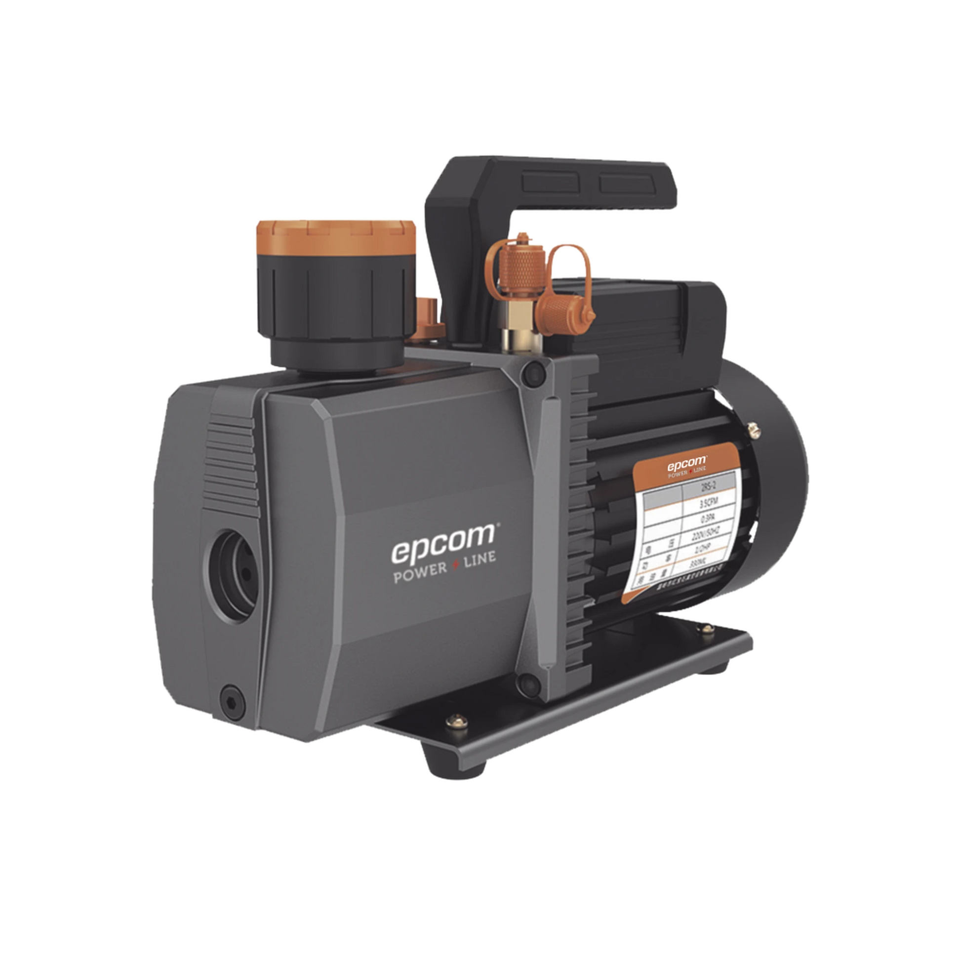BOMBA DE VACÍO/ PARA AIRE ACONDICIONADO / 2 ESTADOS / MOTOR DE 1/2 HP / VOLTAJE DUAL 110-220 VCA / ACOPLE DE INGRESO DE 1/4" X 3/8" CON VÁLVULA DE RETENCIÓN INTEGRADA-Climatización / Refrigeración-EPCOM POWERLINE-2RS-2-R32-Bsai Seguridad & Controles